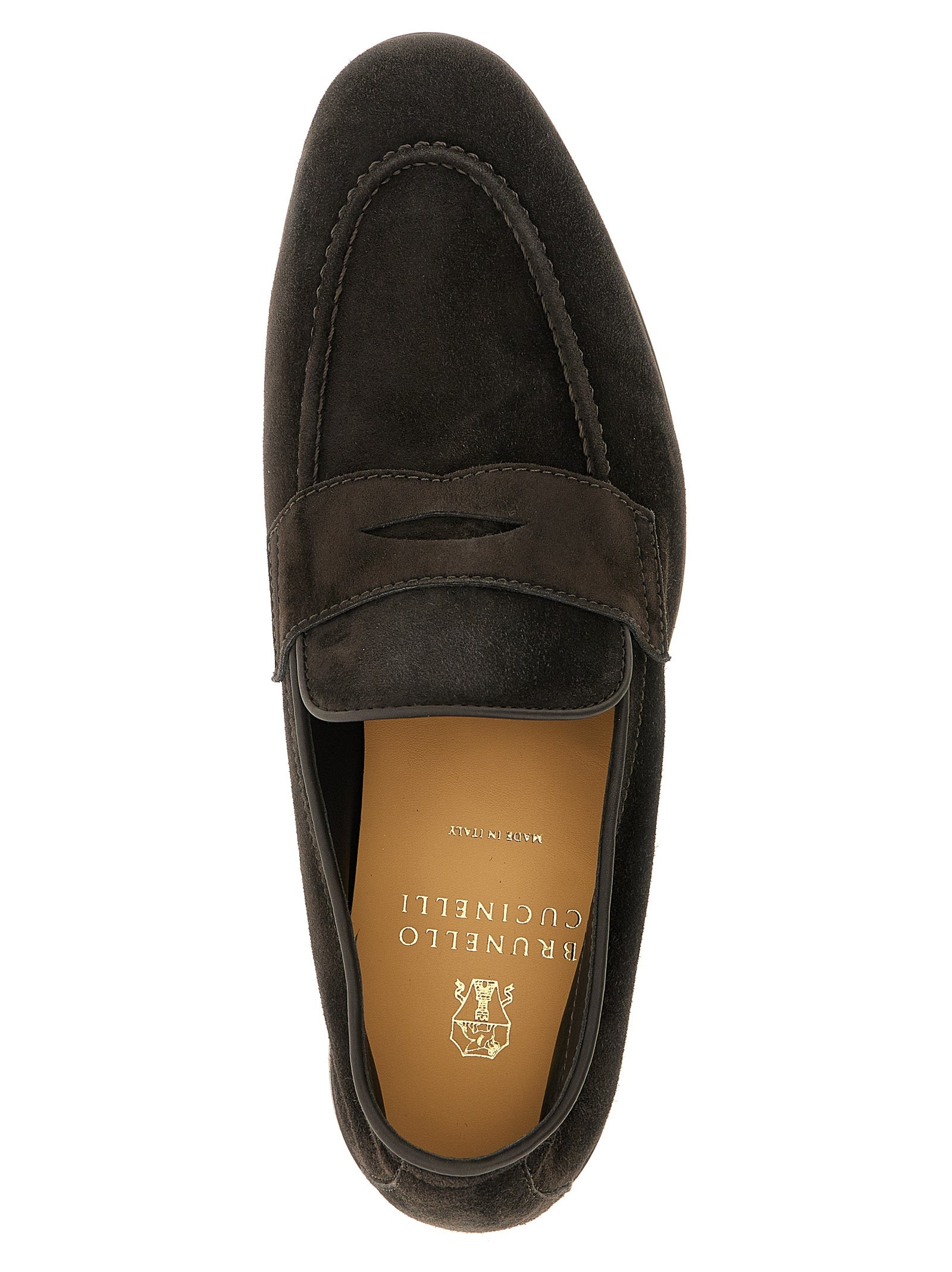 Brunello Cucinelli Brown Calfskin Slip-On Men's Loafers