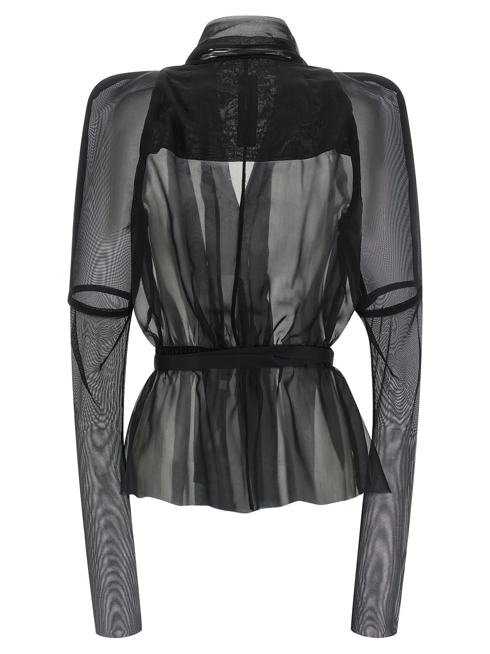 Rick Owens Black Silk Full-Length Women's Jacket