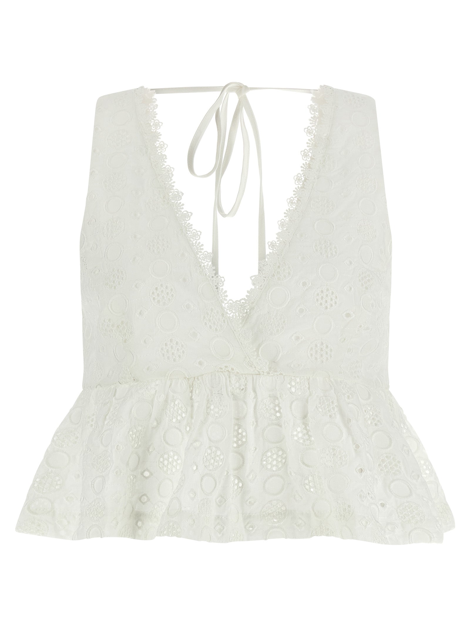 PINKO White Cotton Sleeveles Women's T-Shirt