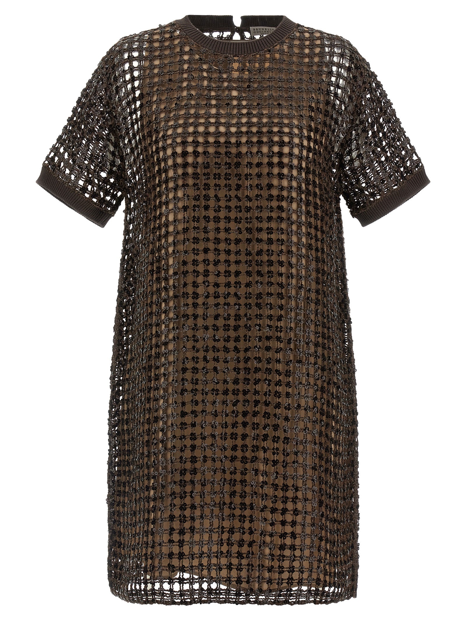 Brunello Cucinelli Brown Silk Short Women's Dress