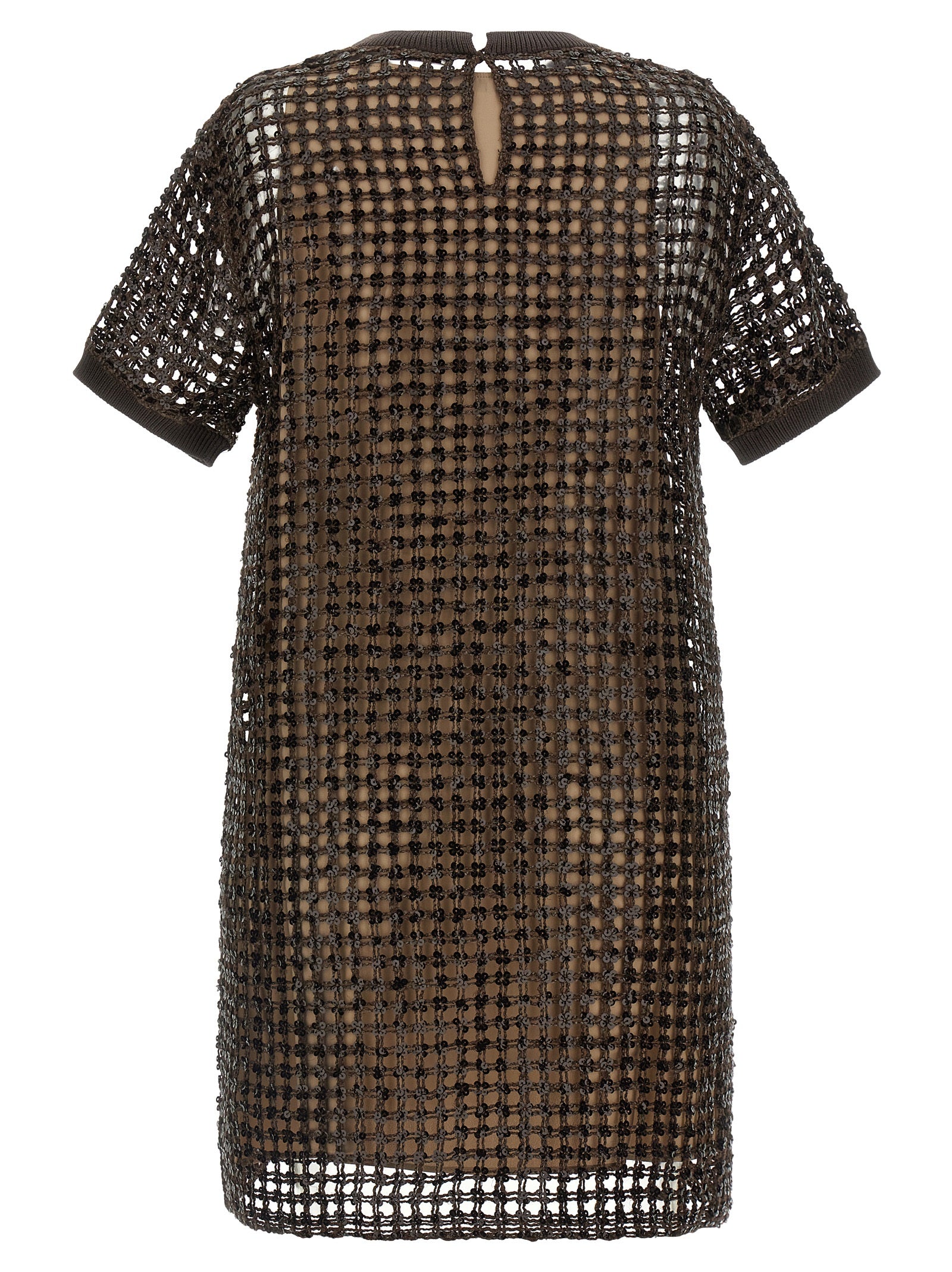 Brunello Cucinelli Brown Silk Short Women's Dress