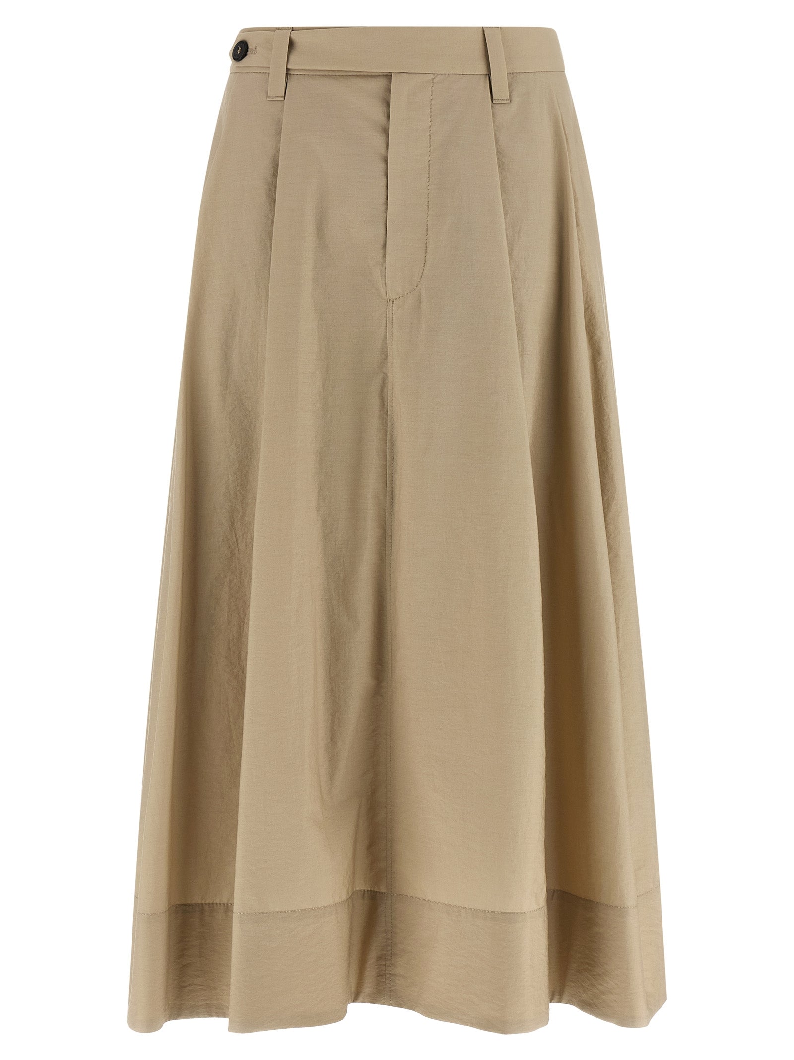 Brunello Cucinelli Beige Cotton Midi Women's Skirt