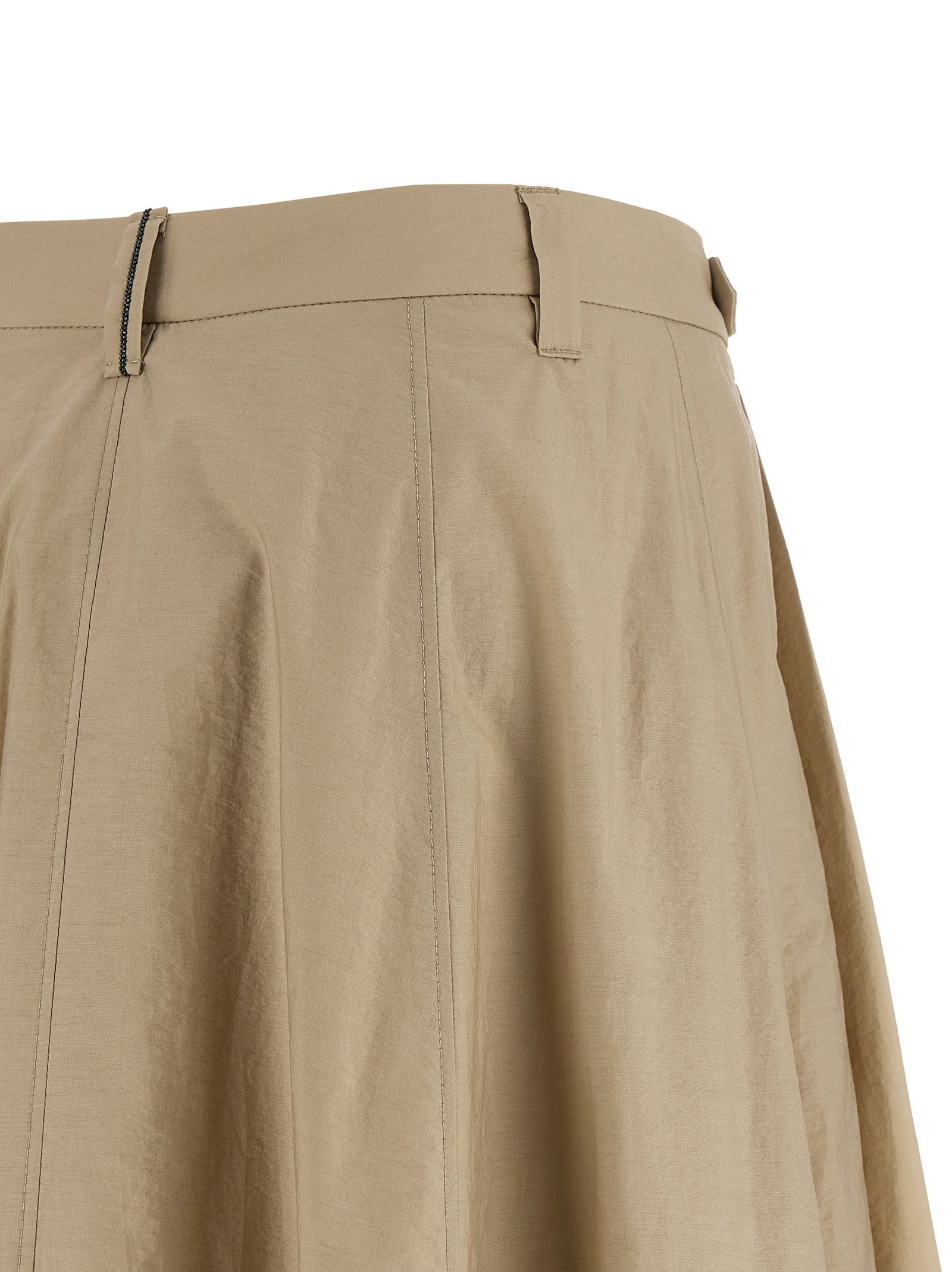 Brunello Cucinelli Beige Cotton Midi Women's Skirt