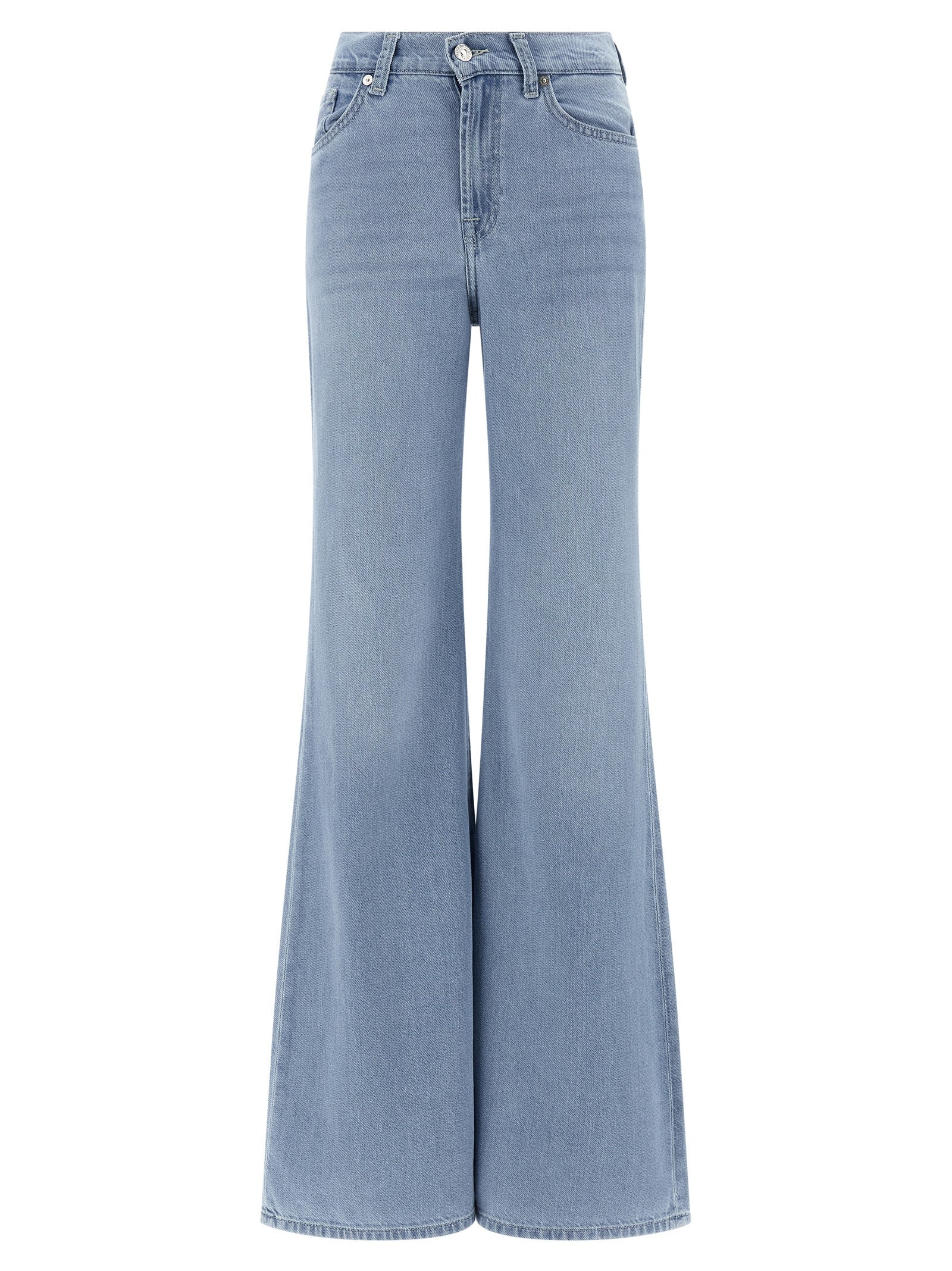 7 For All Mankind Blue Cotton Flared Women's Jeans