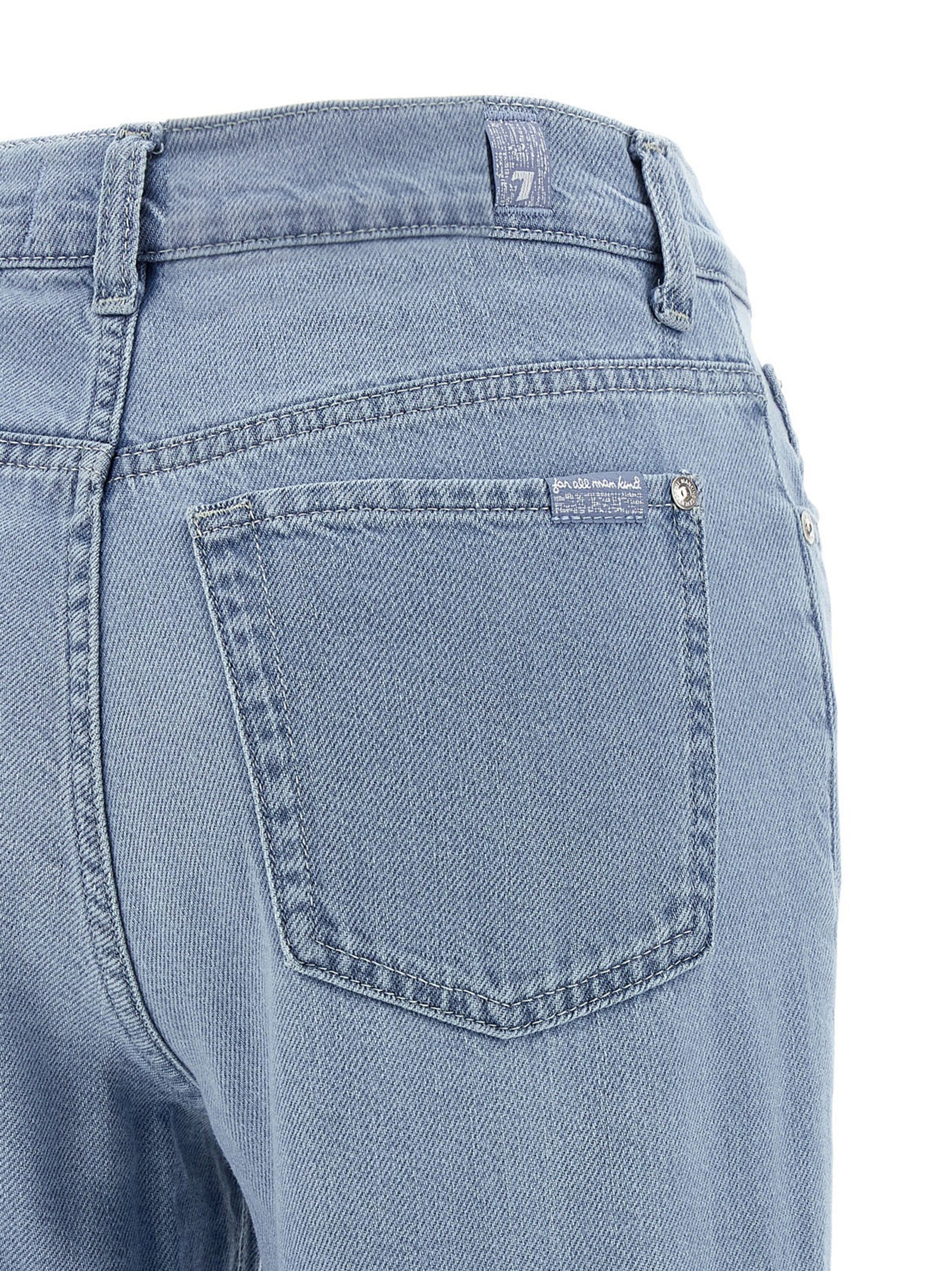 7 For All Mankind Blue Cotton Flared Women's Jeans