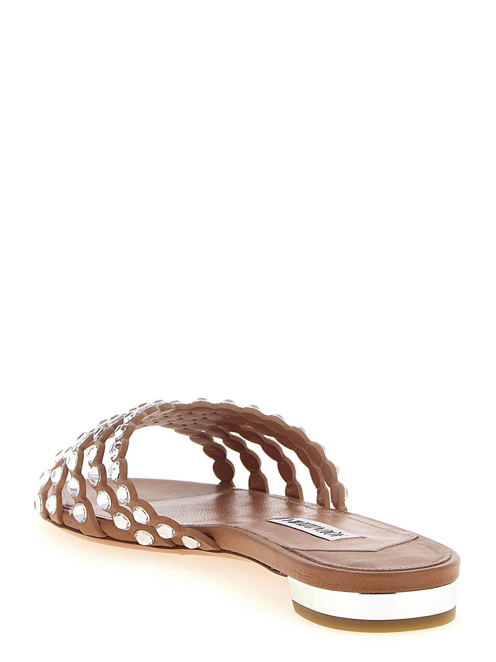 Aquazzura Multicolor Lamb Leather Women's Slides