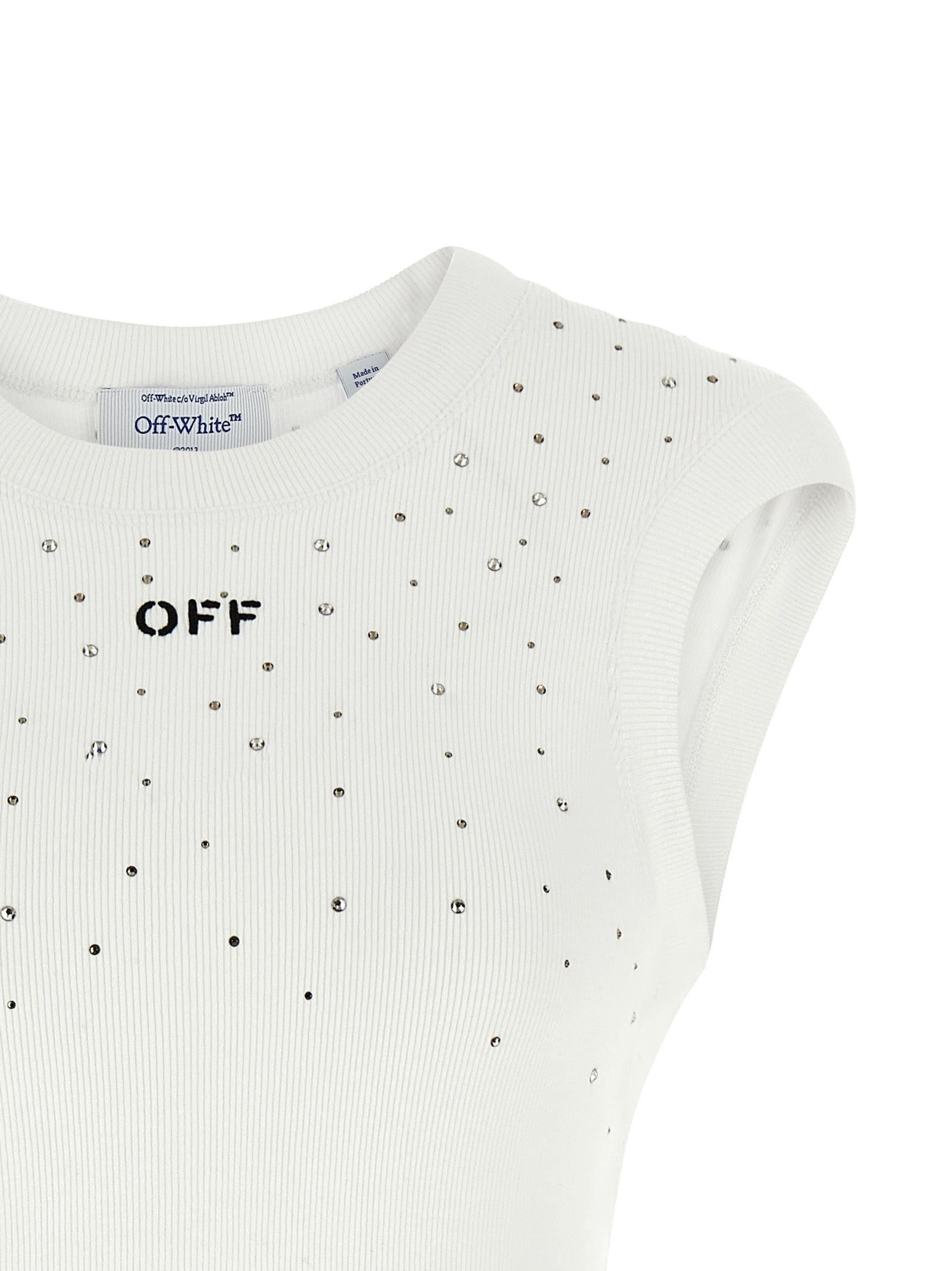 Off-White White Viscose Sleeveles Women's T-Shirt