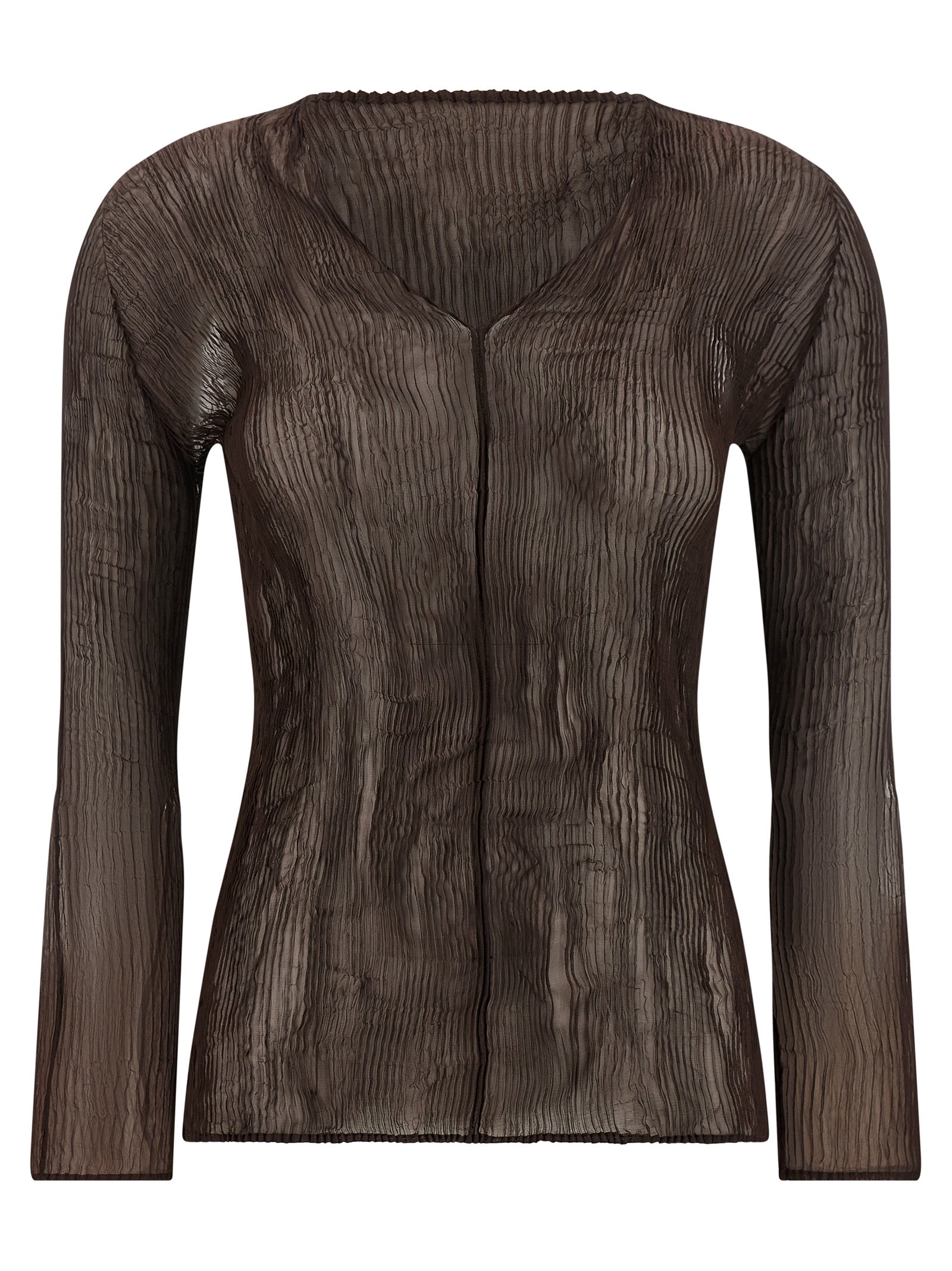 Issey Miyake Brown Polyester Women's Blouse