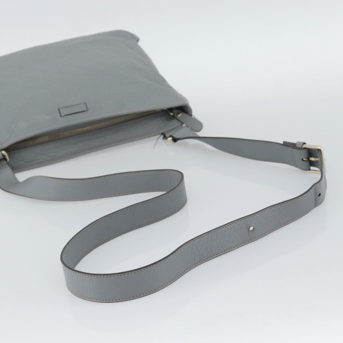 Gucci Zip Top Messenger Guccissima Leather Gray Canvas Shoulder Bag Bag (Pre-Owned)