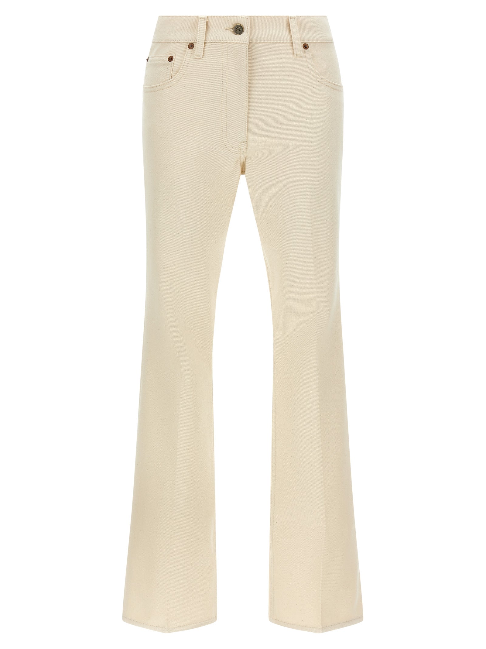 Valentino Garavani Beige Cotton Flared Women's Jeans