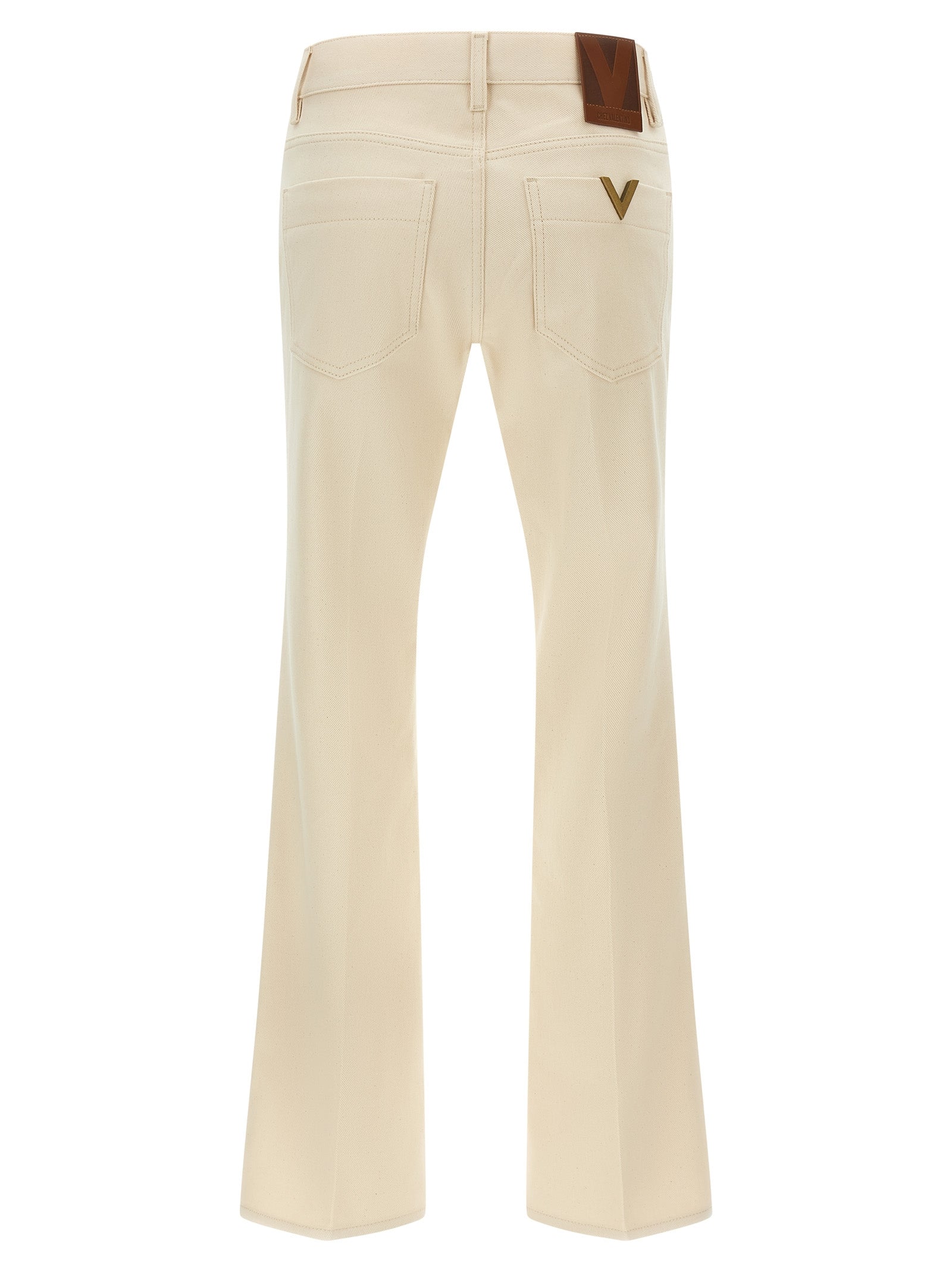 Valentino Garavani Beige Cotton Flared Women's Jeans