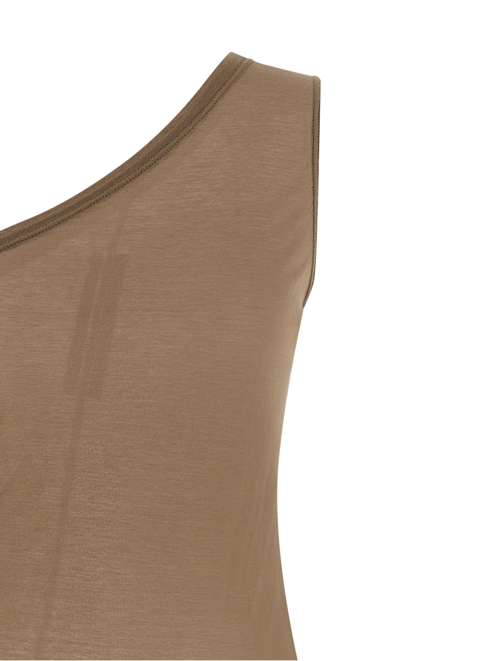 DRKSHDW Beige Cotton Sleeveles Women's T-Shirt