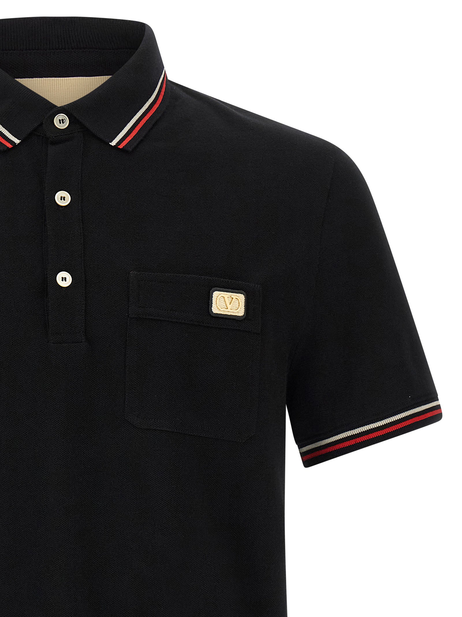 Valentino Garavani Black Cotton Polo Men's Shirt