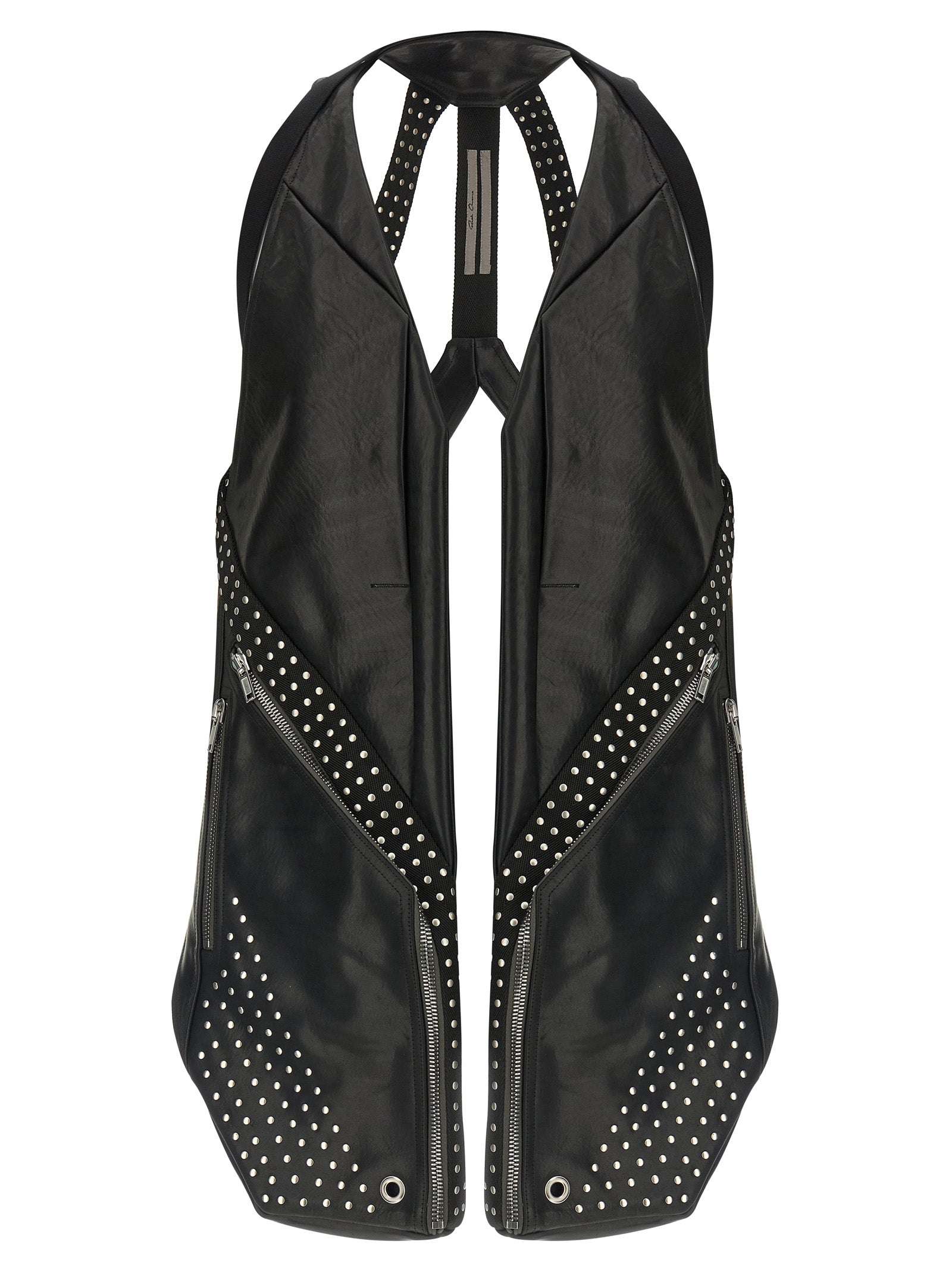 Rick Owens Black Bull Skin Sleeveless Men's Jacket