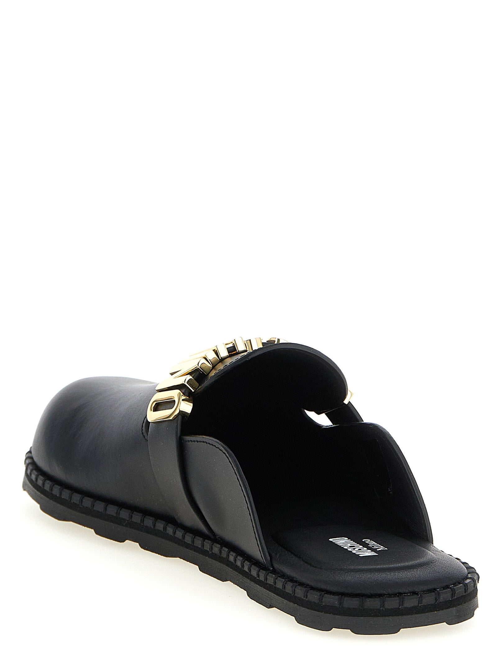 Moschino Black Calfskin Men's Clogs
