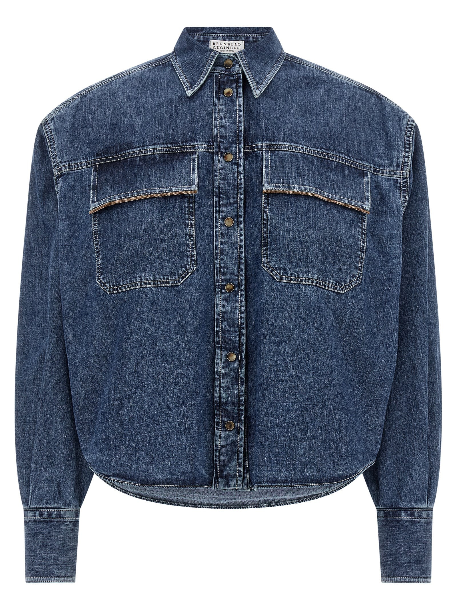 Brunello Cucinelli Blue Cotton Women's Blouse