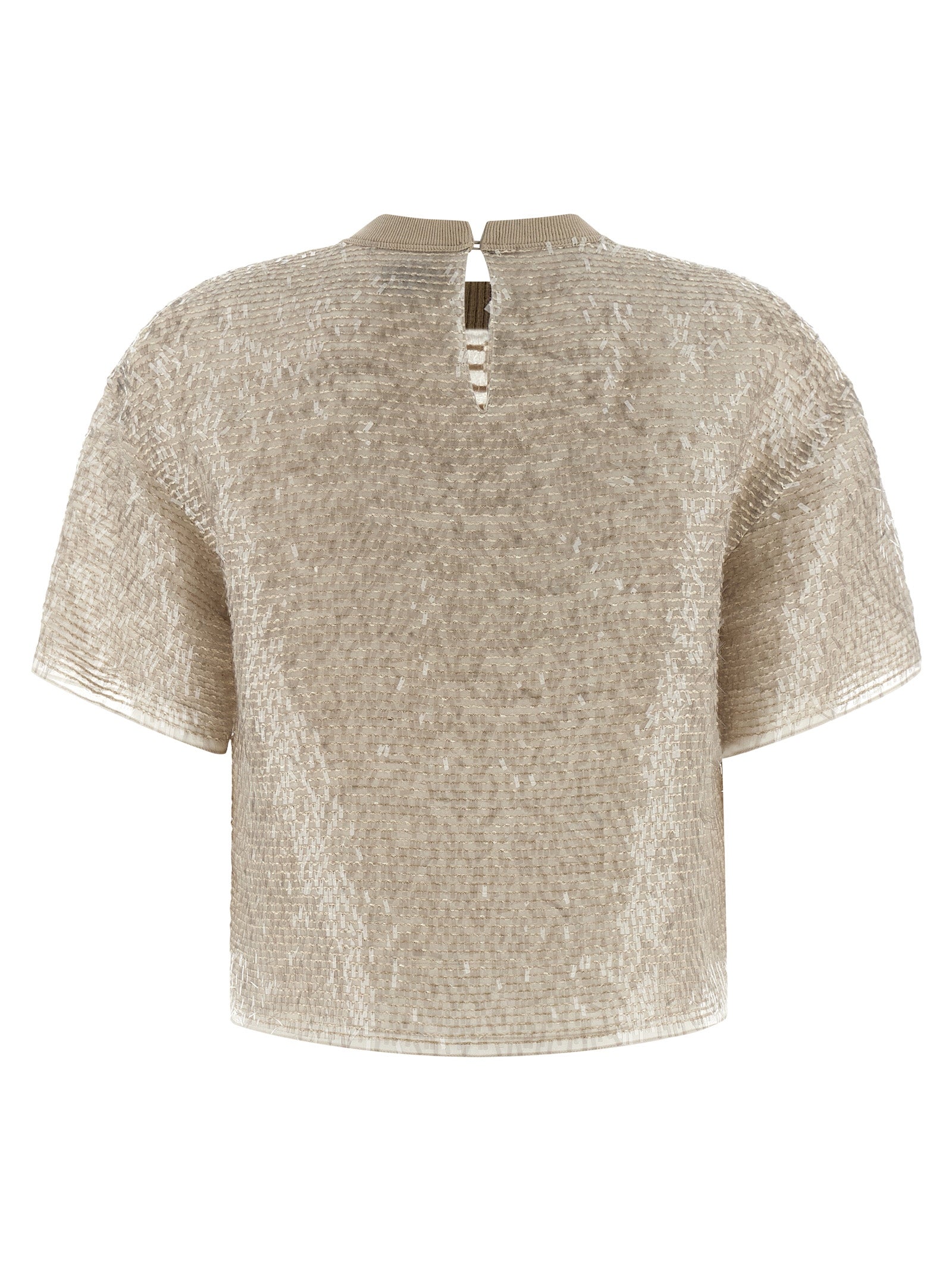Brunello Cucinelli Beige Silk Women's T-Shirt
