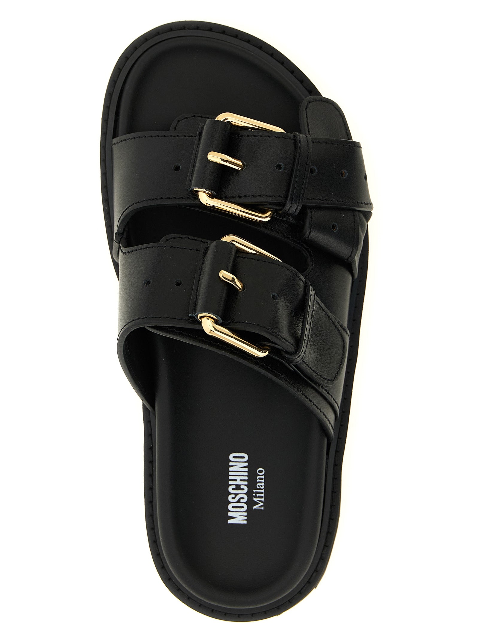 Moschino Black Calfskin Women's Slides