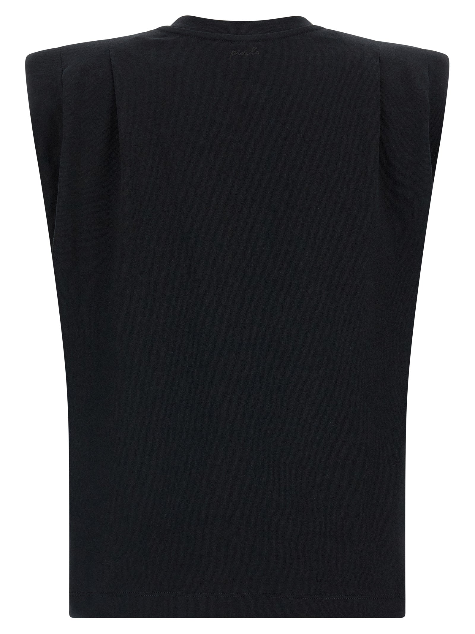 PINKO Black Cotton Sleeveles Women's T-Shirt