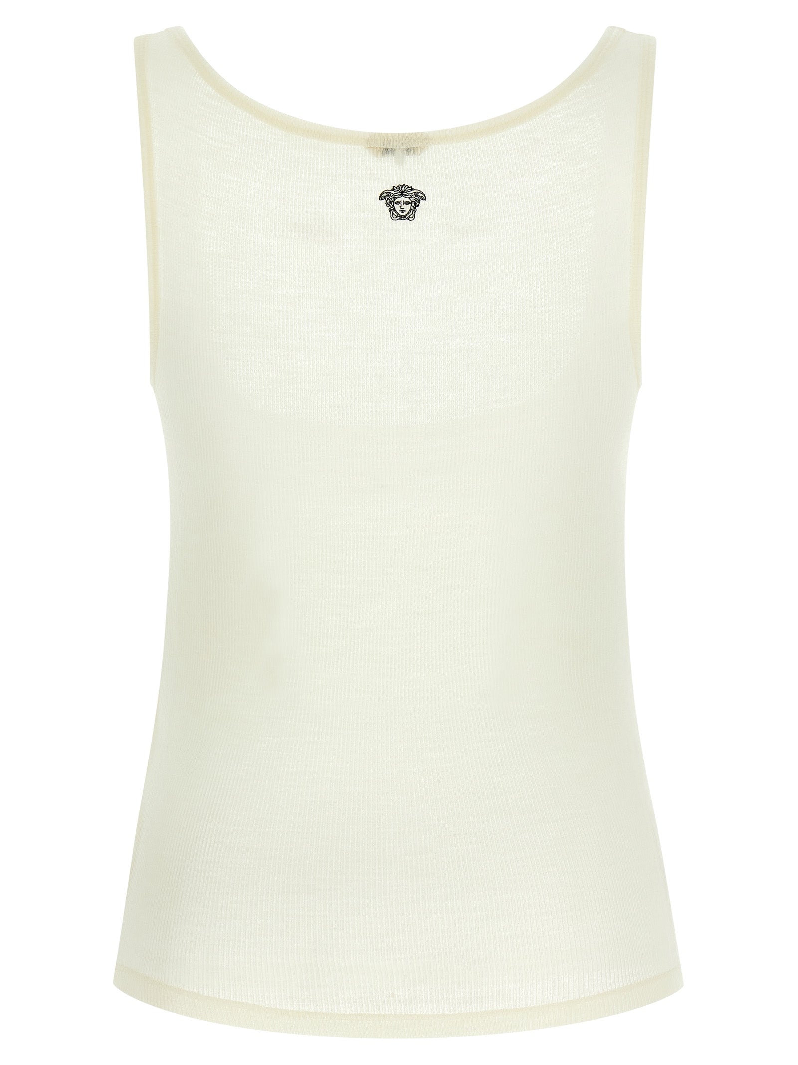 Versace White Virgin Wool Sleeveles Women's T-Shirt