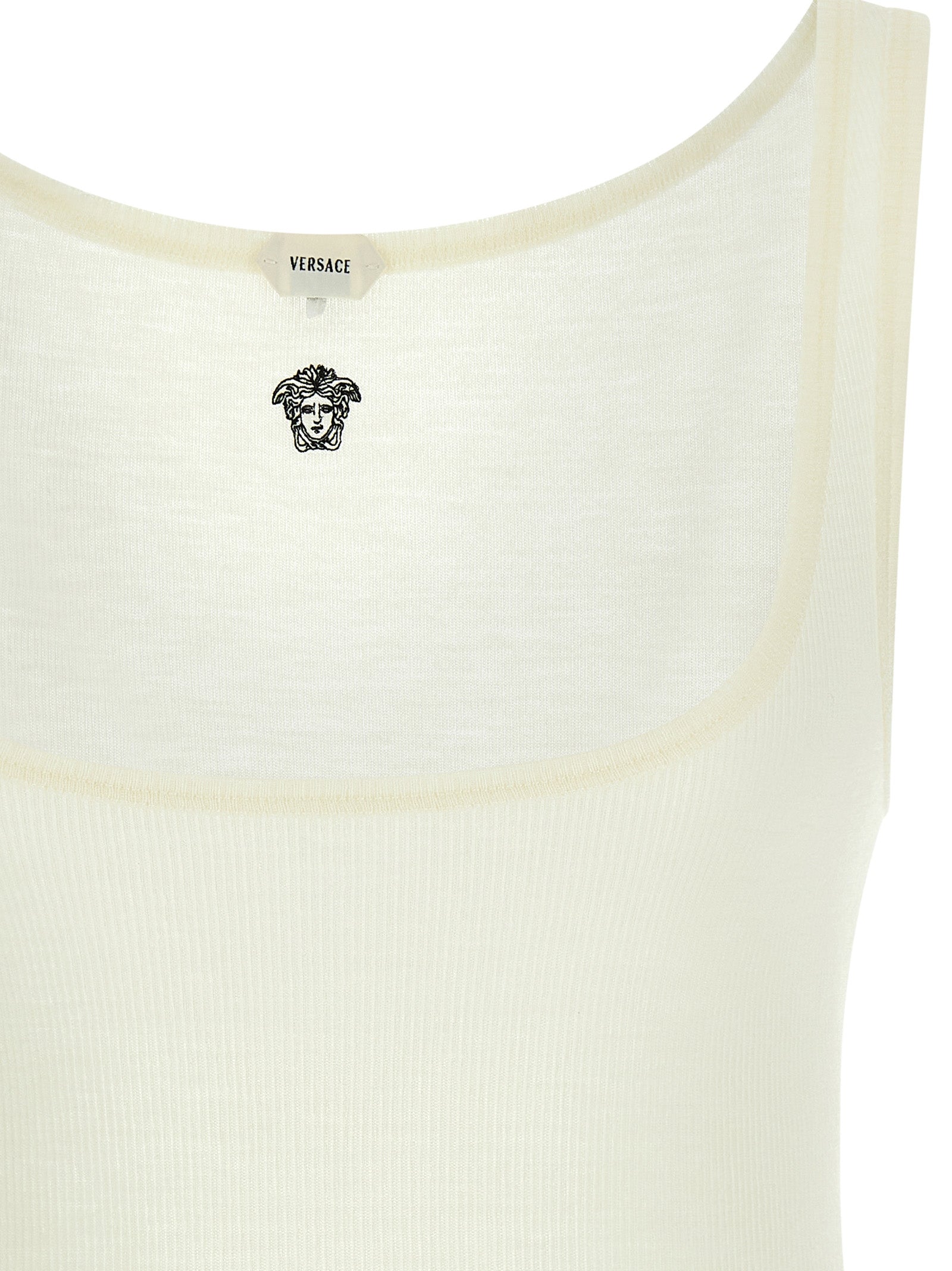 Versace White Virgin Wool Sleeveles Women's T-Shirt