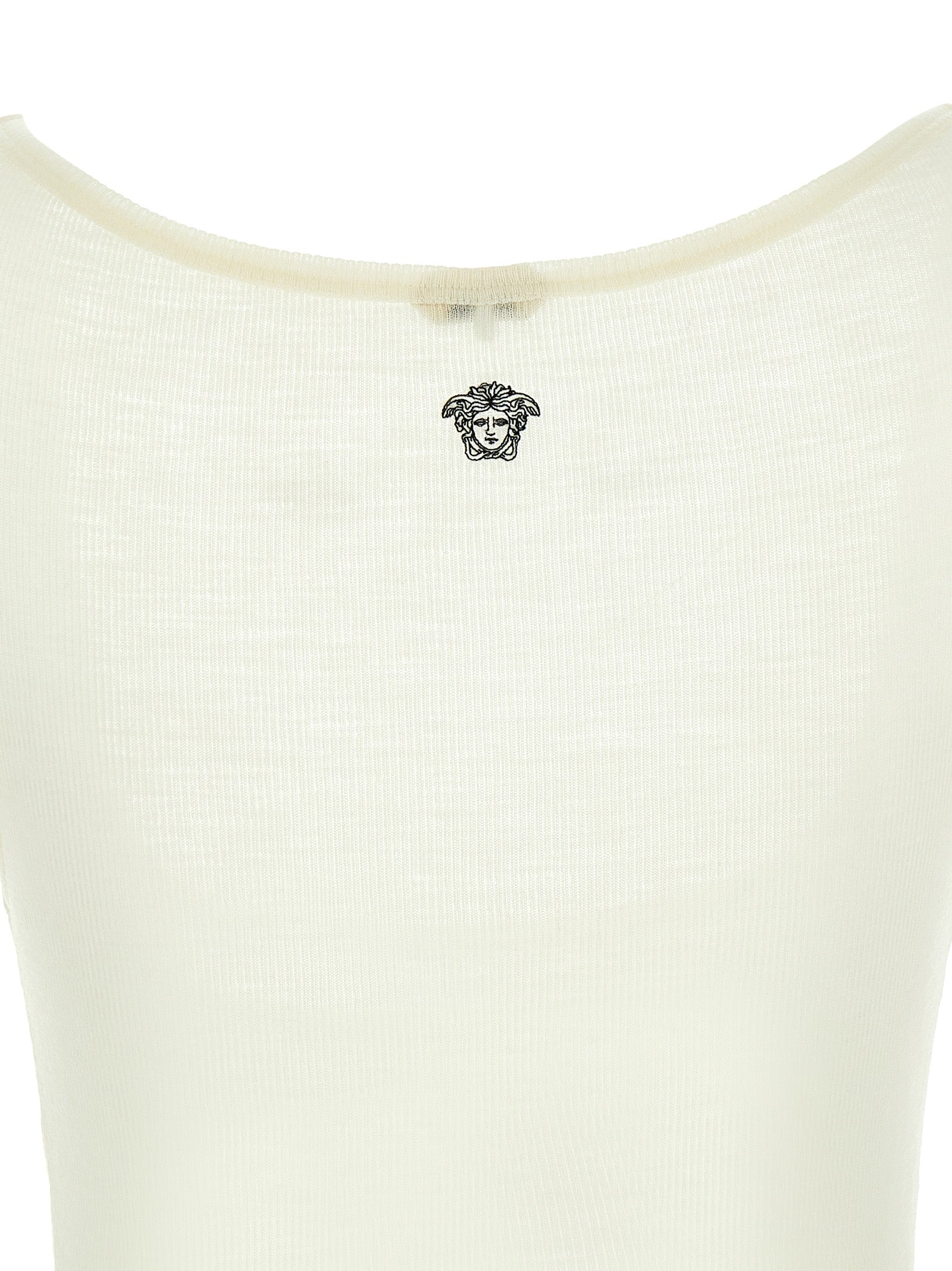 Versace White Virgin Wool Sleeveles Women's T-Shirt