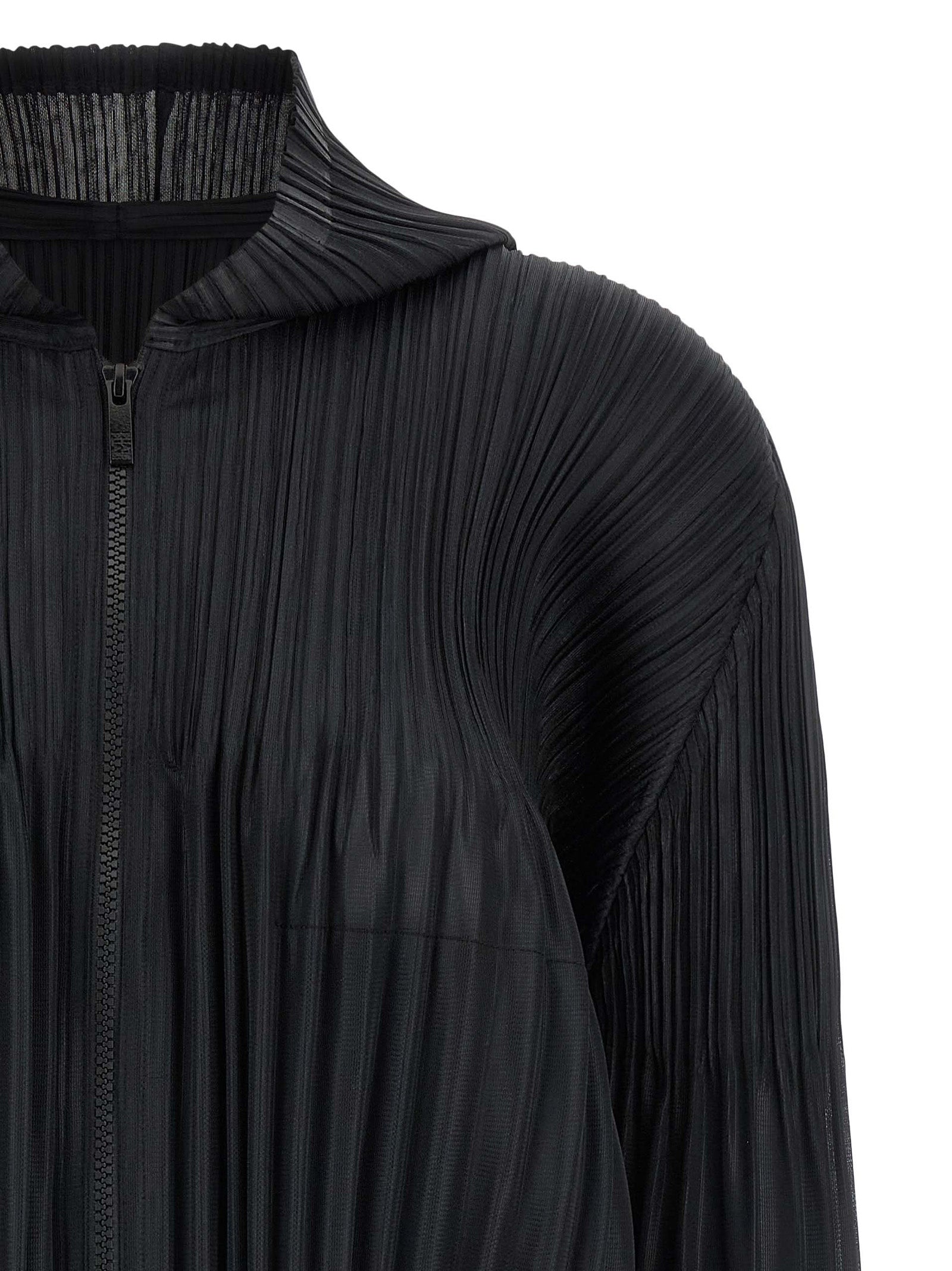 PLEATS PLEASE ISSEY MIYAKE Black Polyester Women's Cardigan