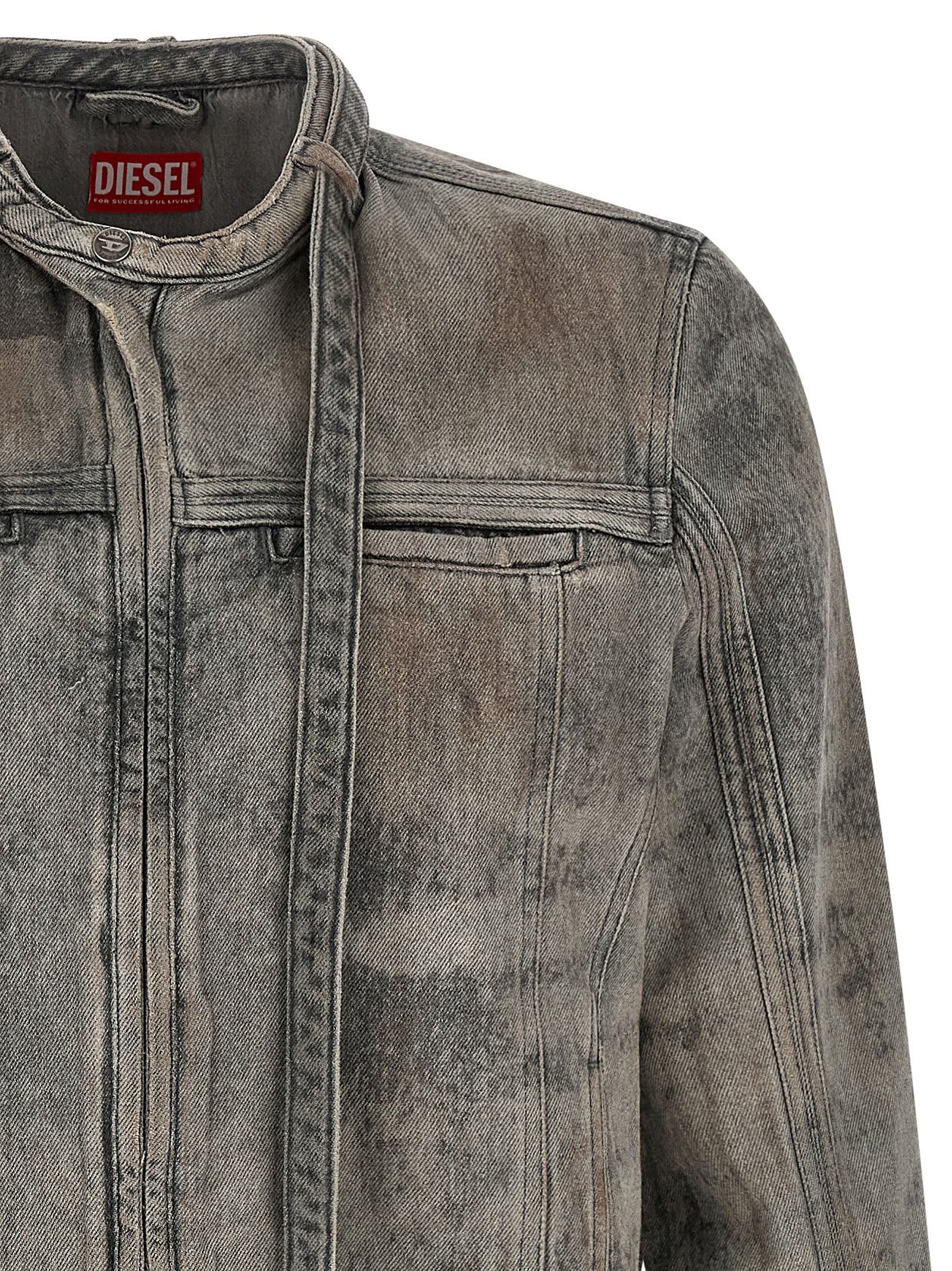 Diesel Gray Cotton Denim Men's Jacket