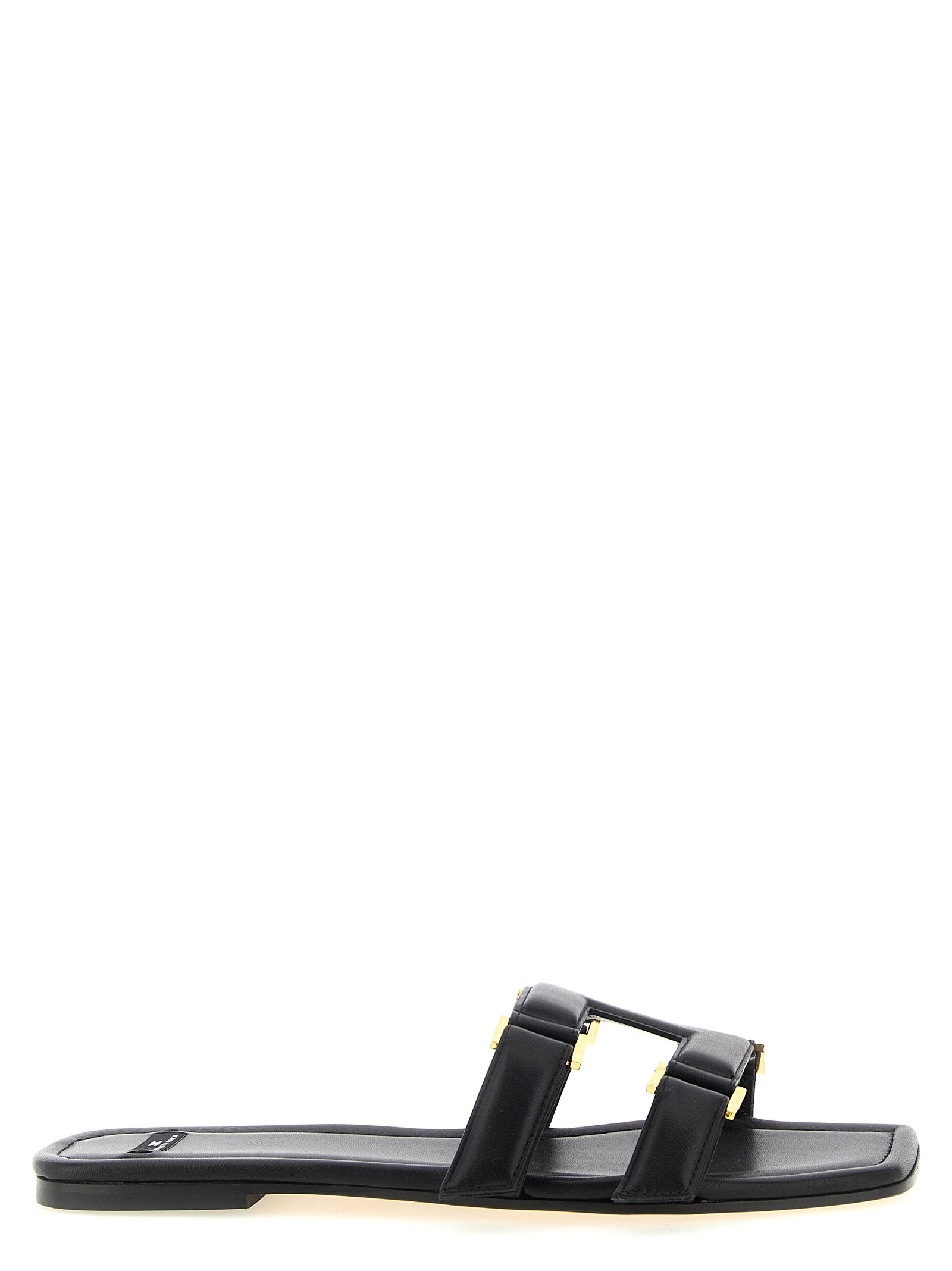 Elisabetta Franchi Black Lambskin Women's Slides