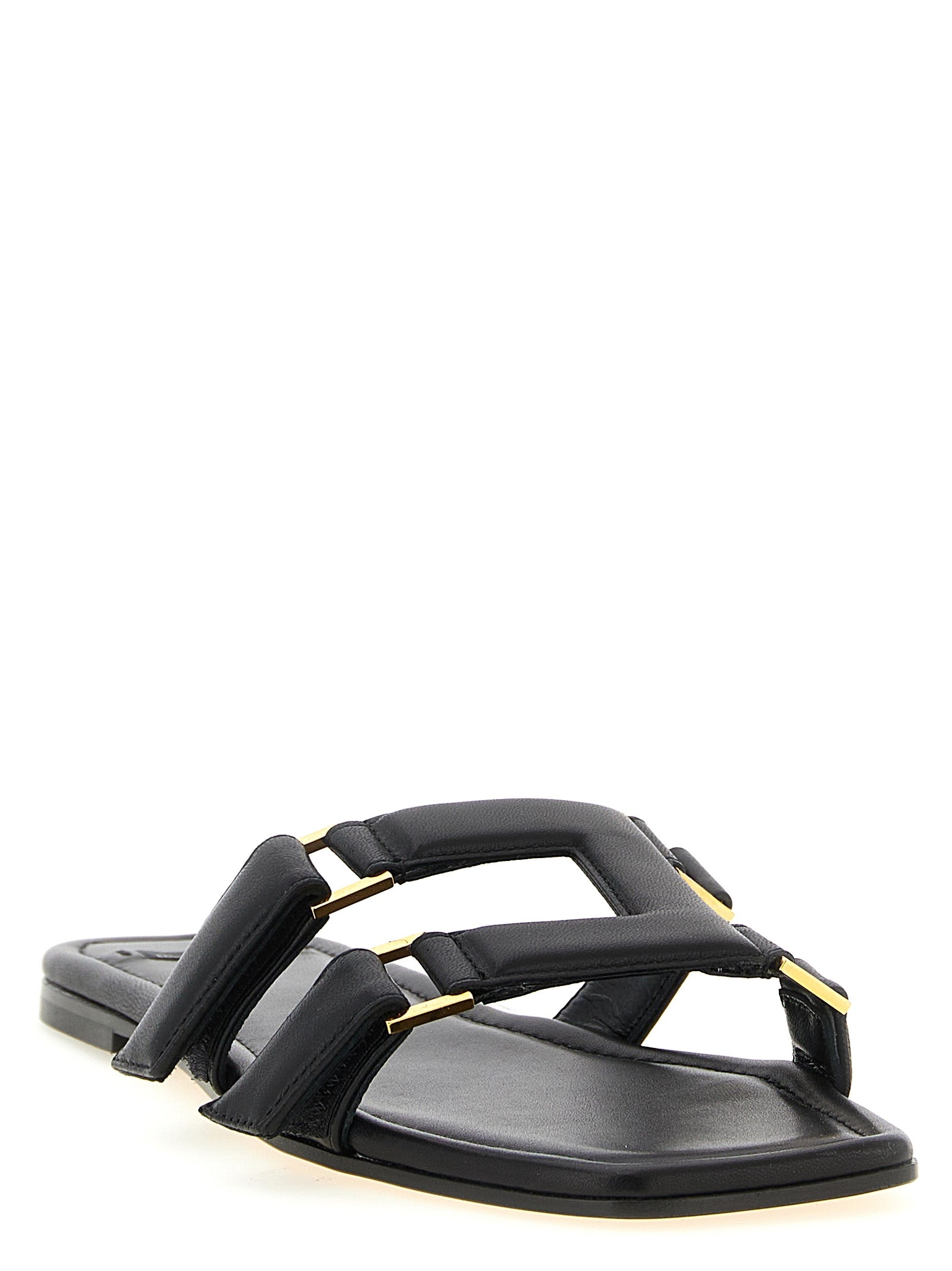 Elisabetta Franchi Black Lambskin Women's Slides