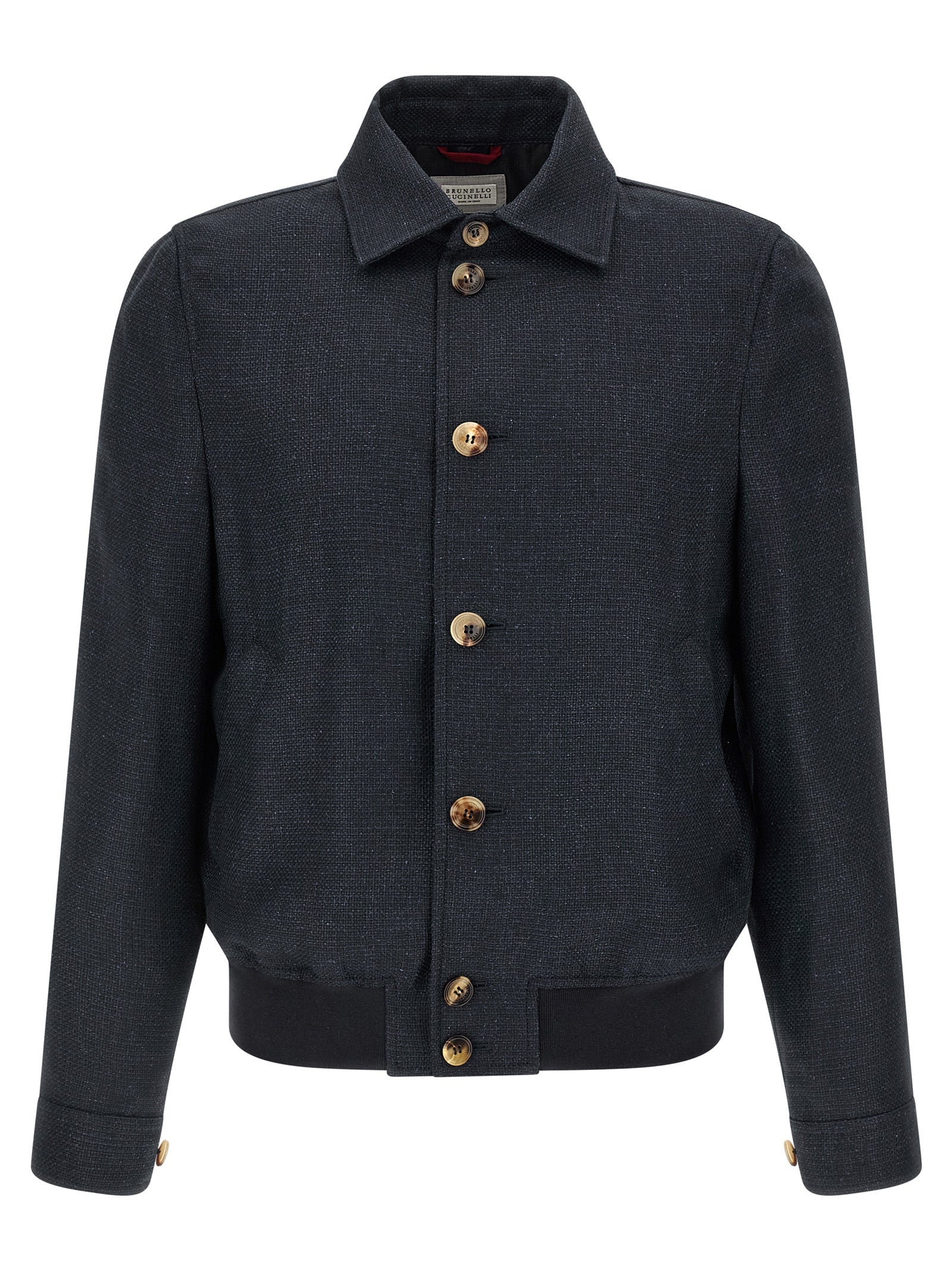 Brunello Cucinelli Blue Sisal Biker Men's Jacket