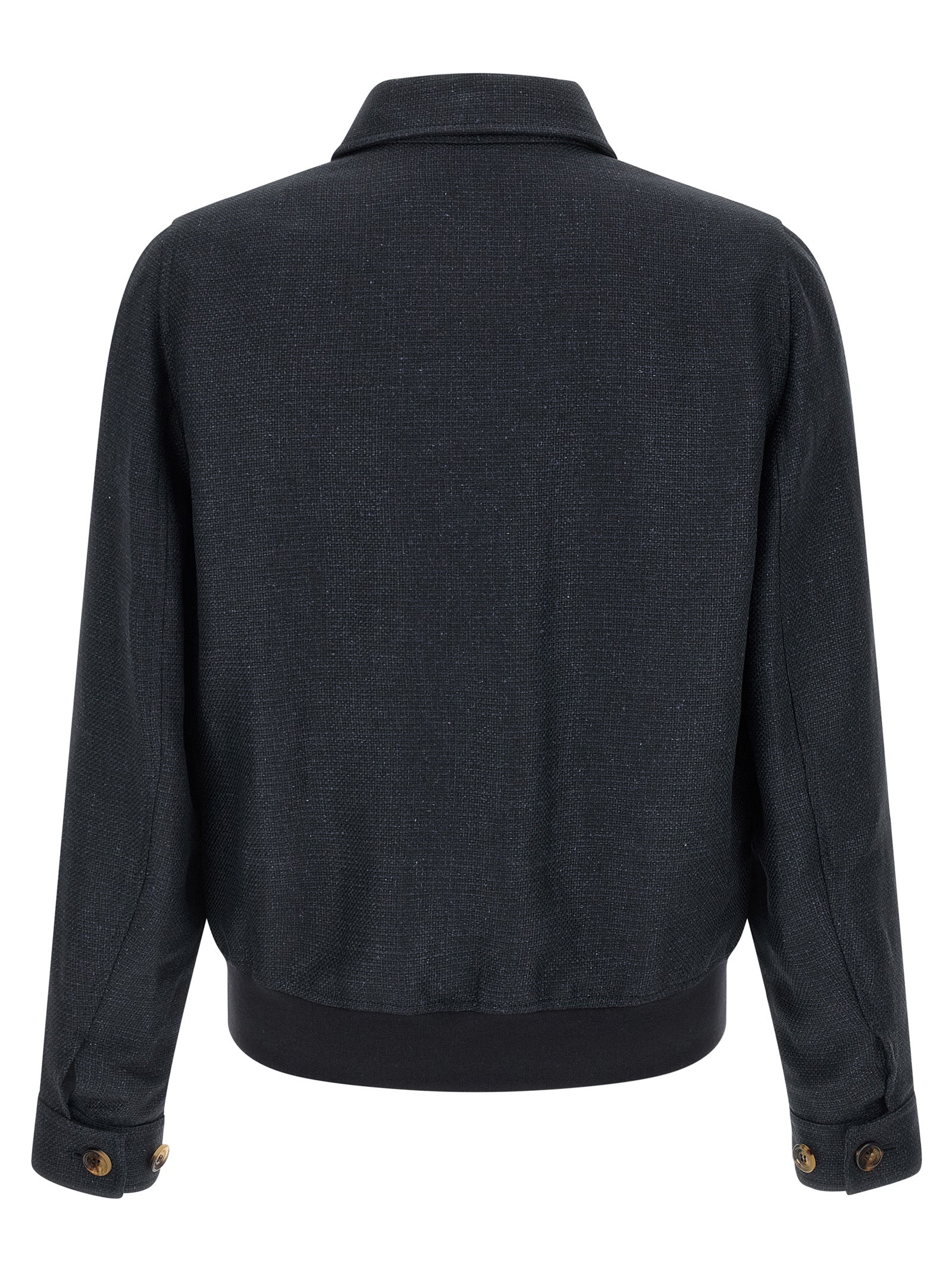Brunello Cucinelli Blue Sisal Biker Men's Jacket