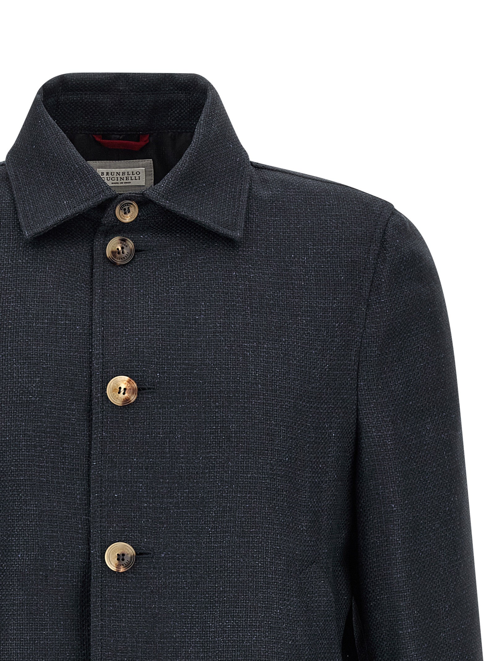 Brunello Cucinelli Blue Sisal Biker Men's Jacket