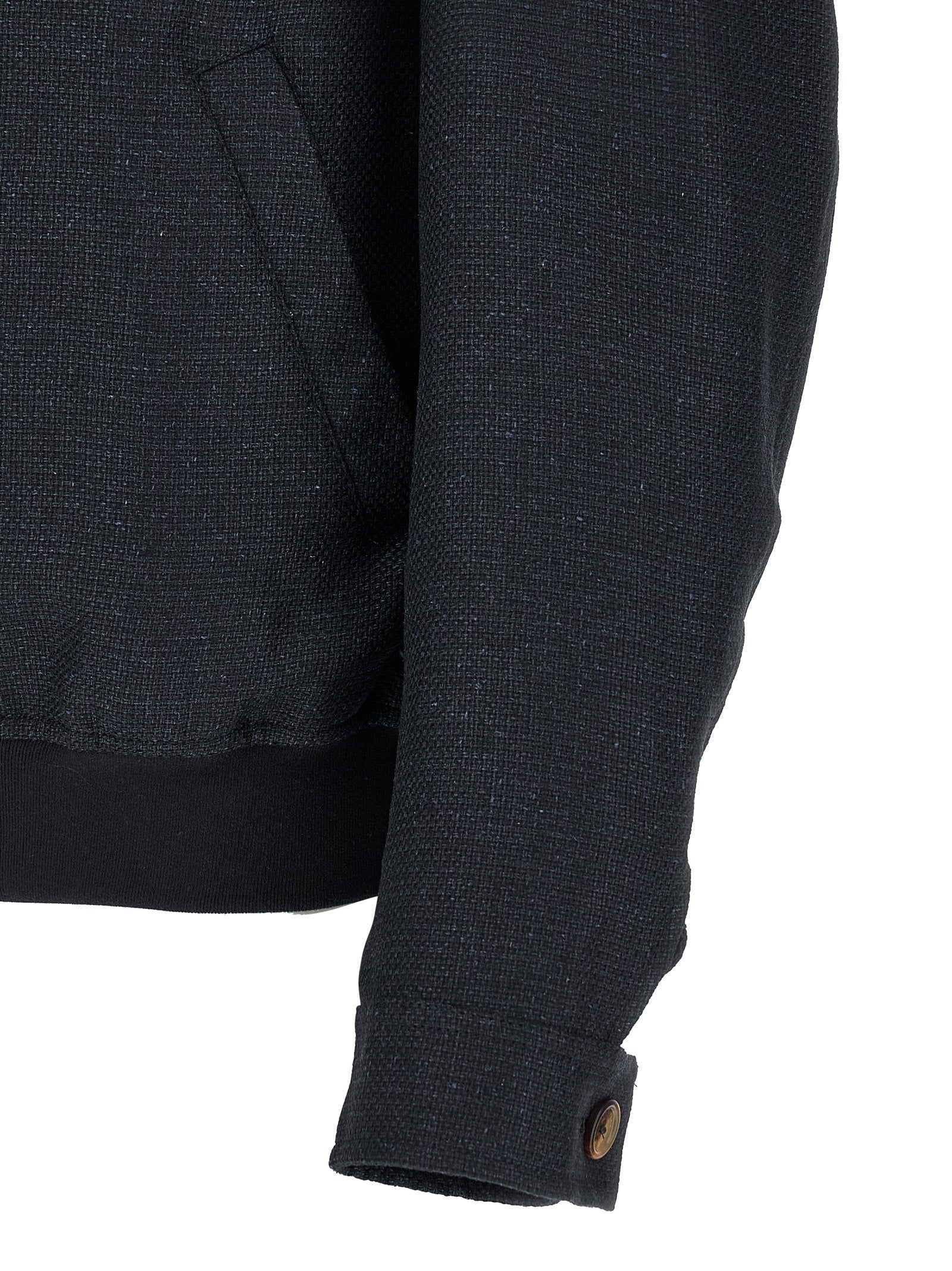 Brunello Cucinelli Blue Sisal Biker Men's Jacket