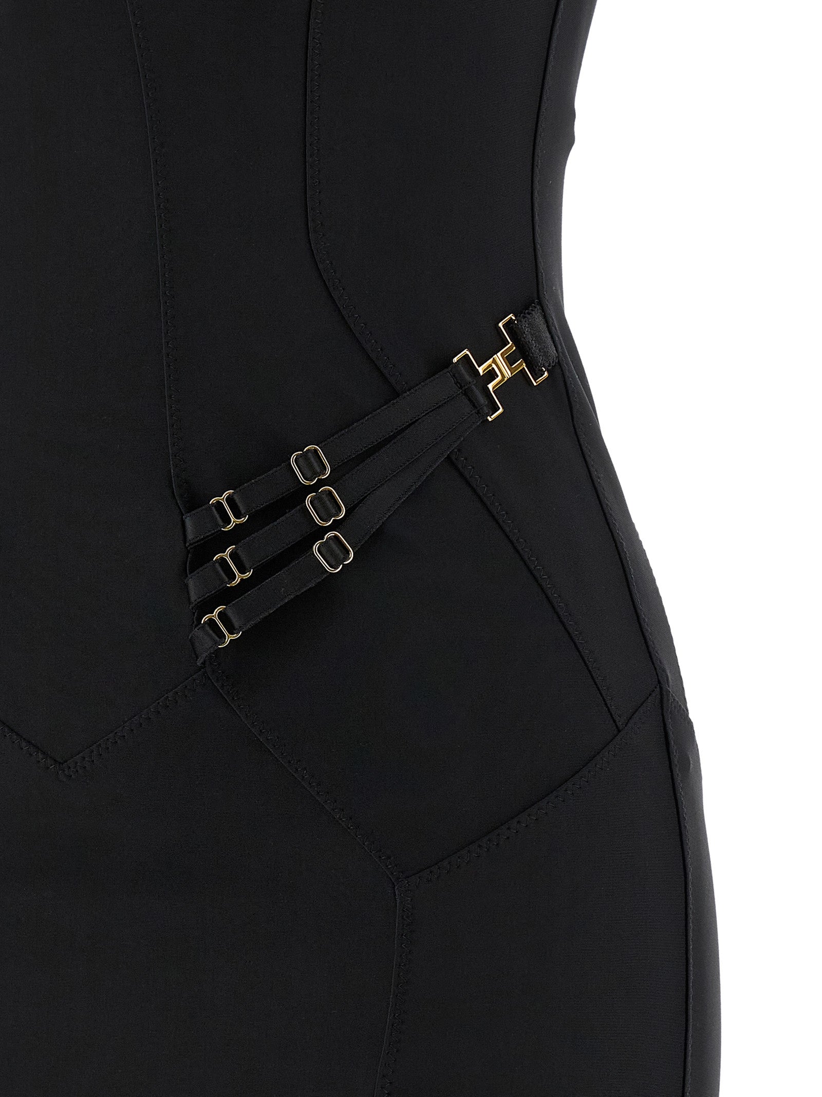 Elisabetta Franchi Black Polyamide Midi Women's Dress