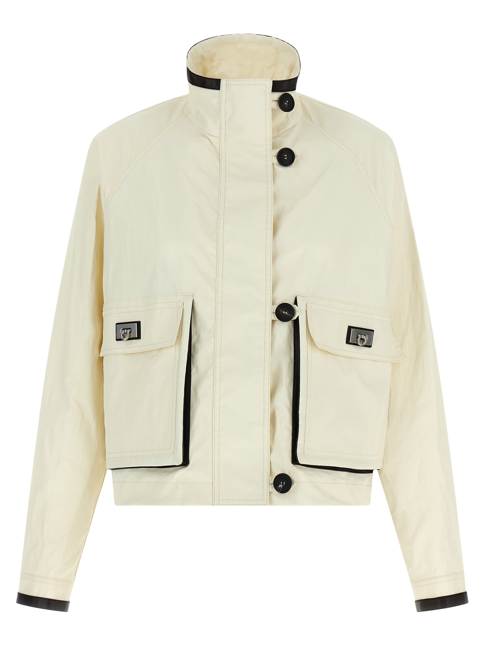 Ferragamo White Linen Full-Length Women's Jacket