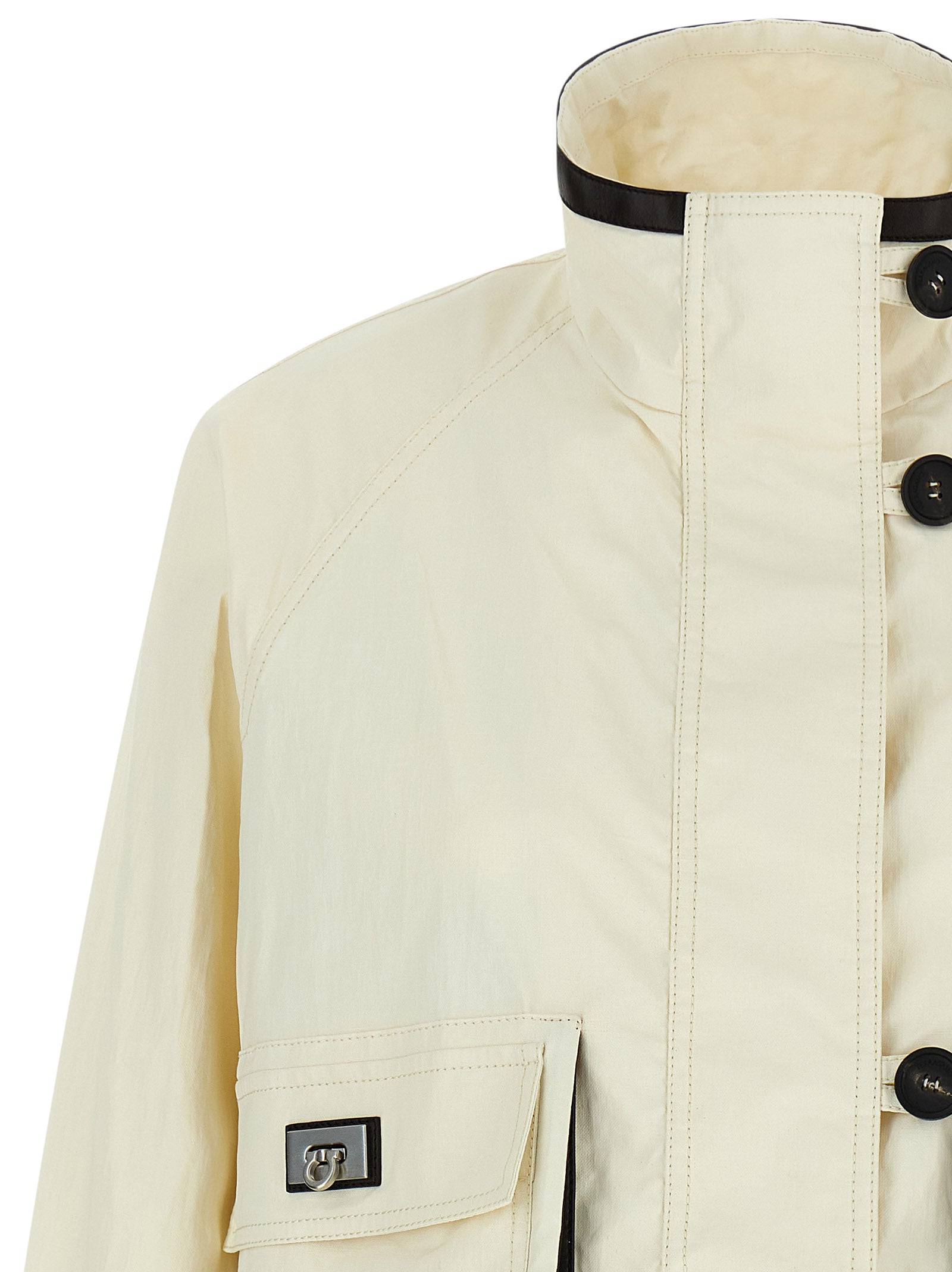 Ferragamo White Linen Full-Length Women's Jacket