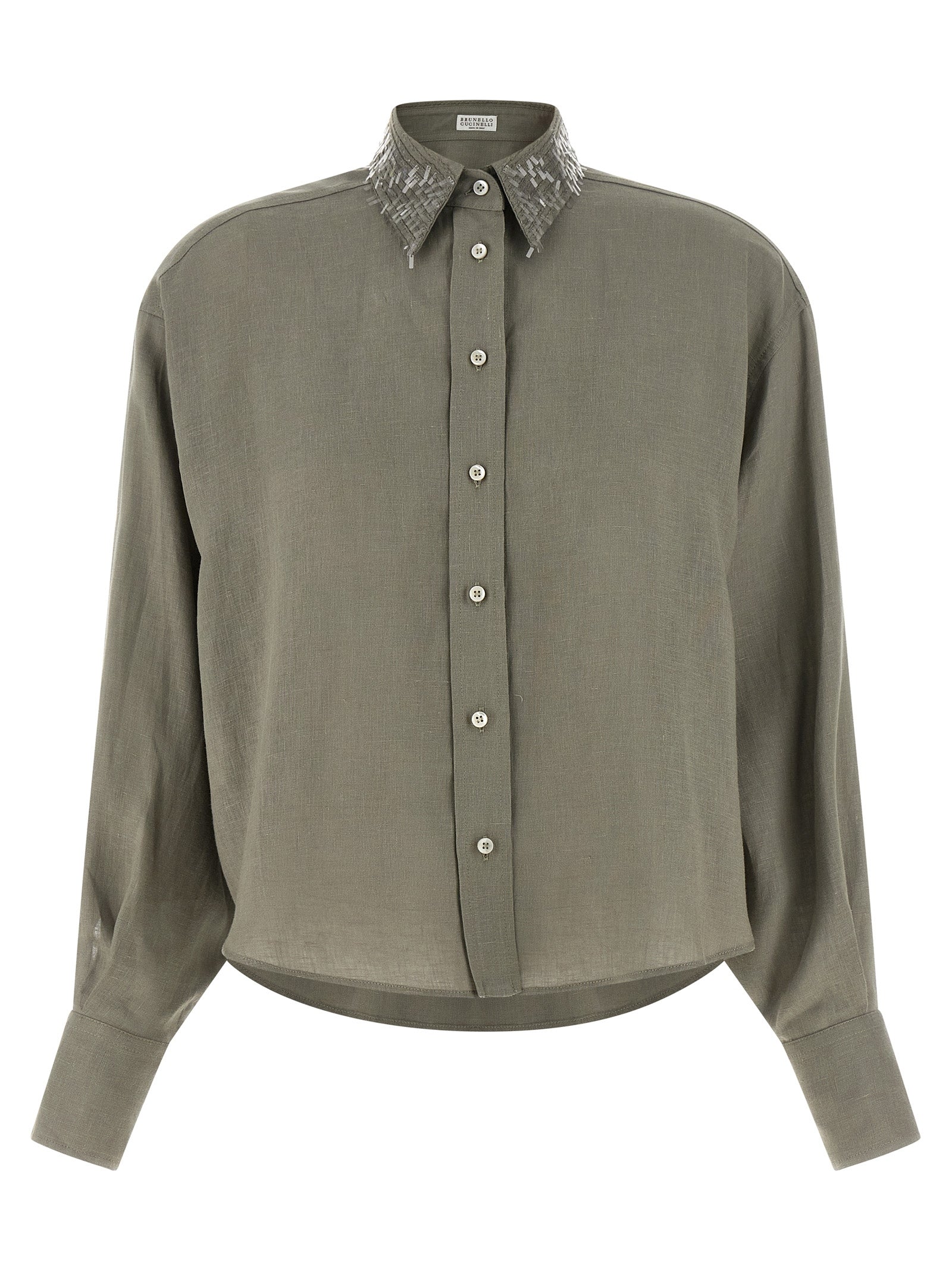 Brunello Cucinelli Bicolor Linen Women's Blouse