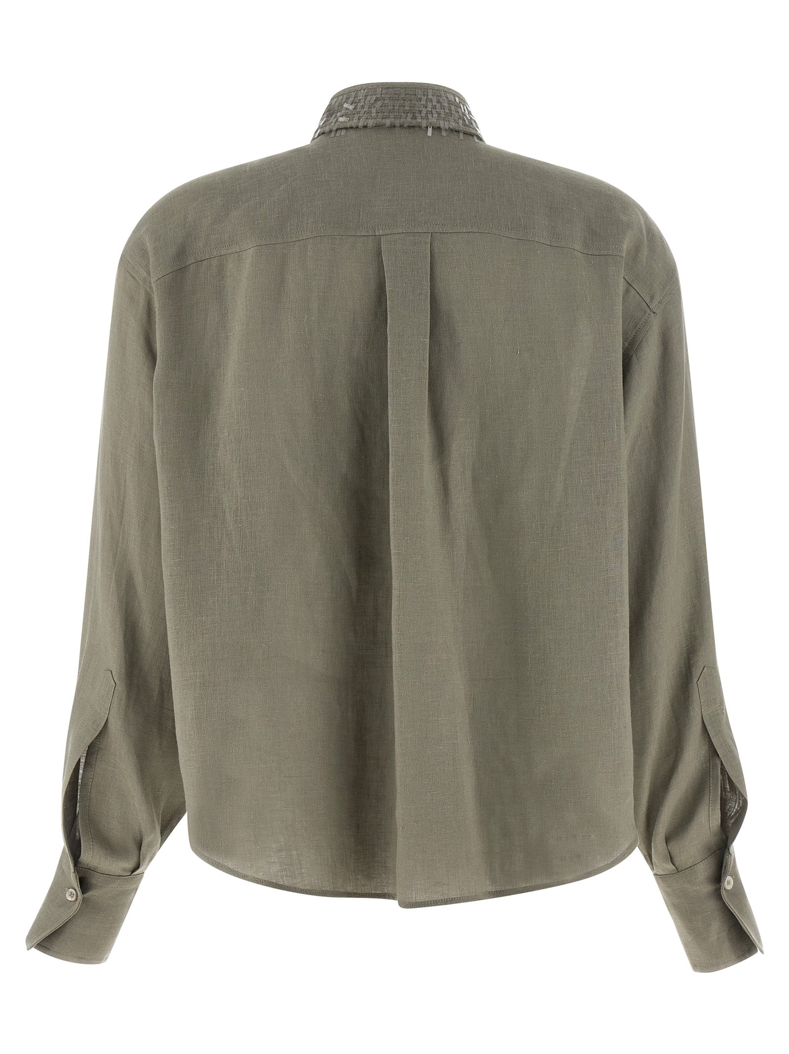 Brunello Cucinelli Bicolor Linen Women's Blouse