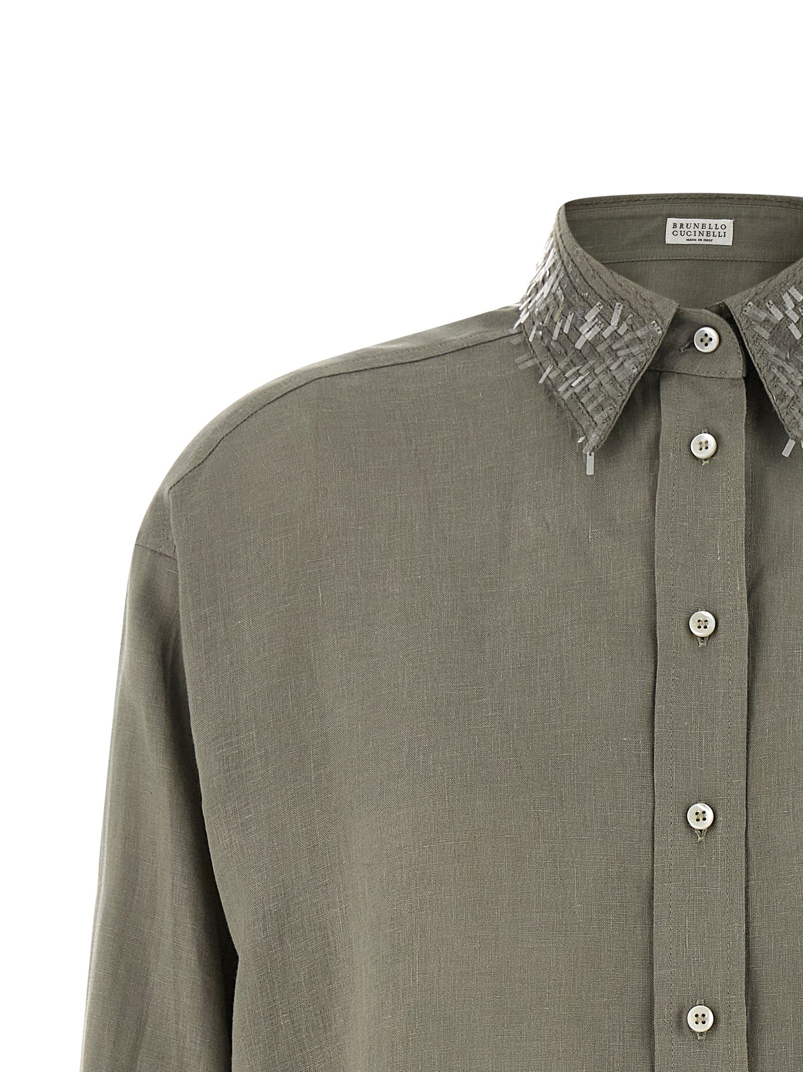 Brunello Cucinelli Bicolor Linen Women's Blouse