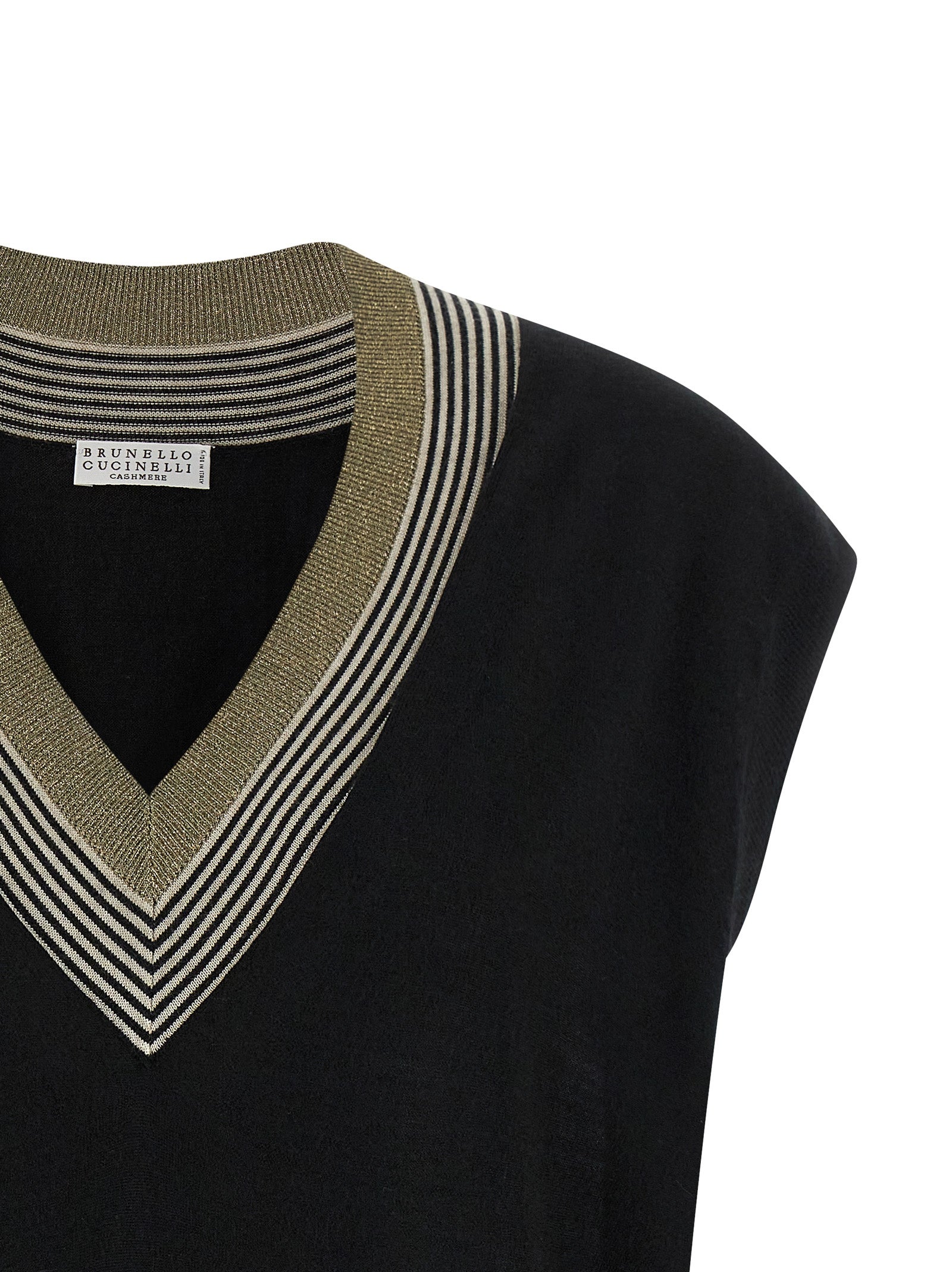 Brunello Cucinelli Black Cashmere Sleeveless Women's Jacket