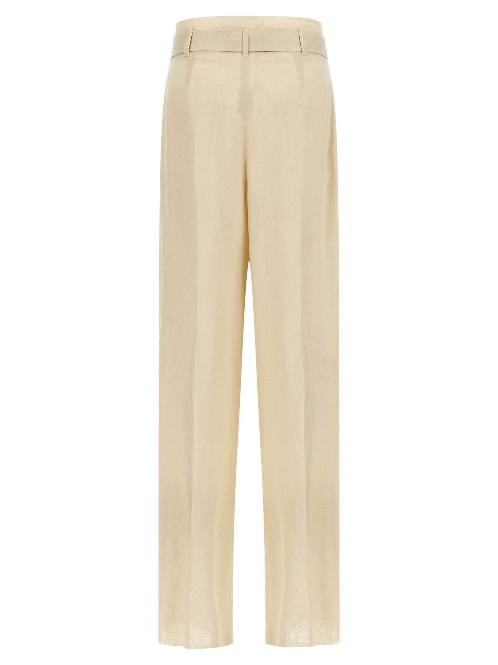 Max Mara Beige Linen Casual Women's Pants