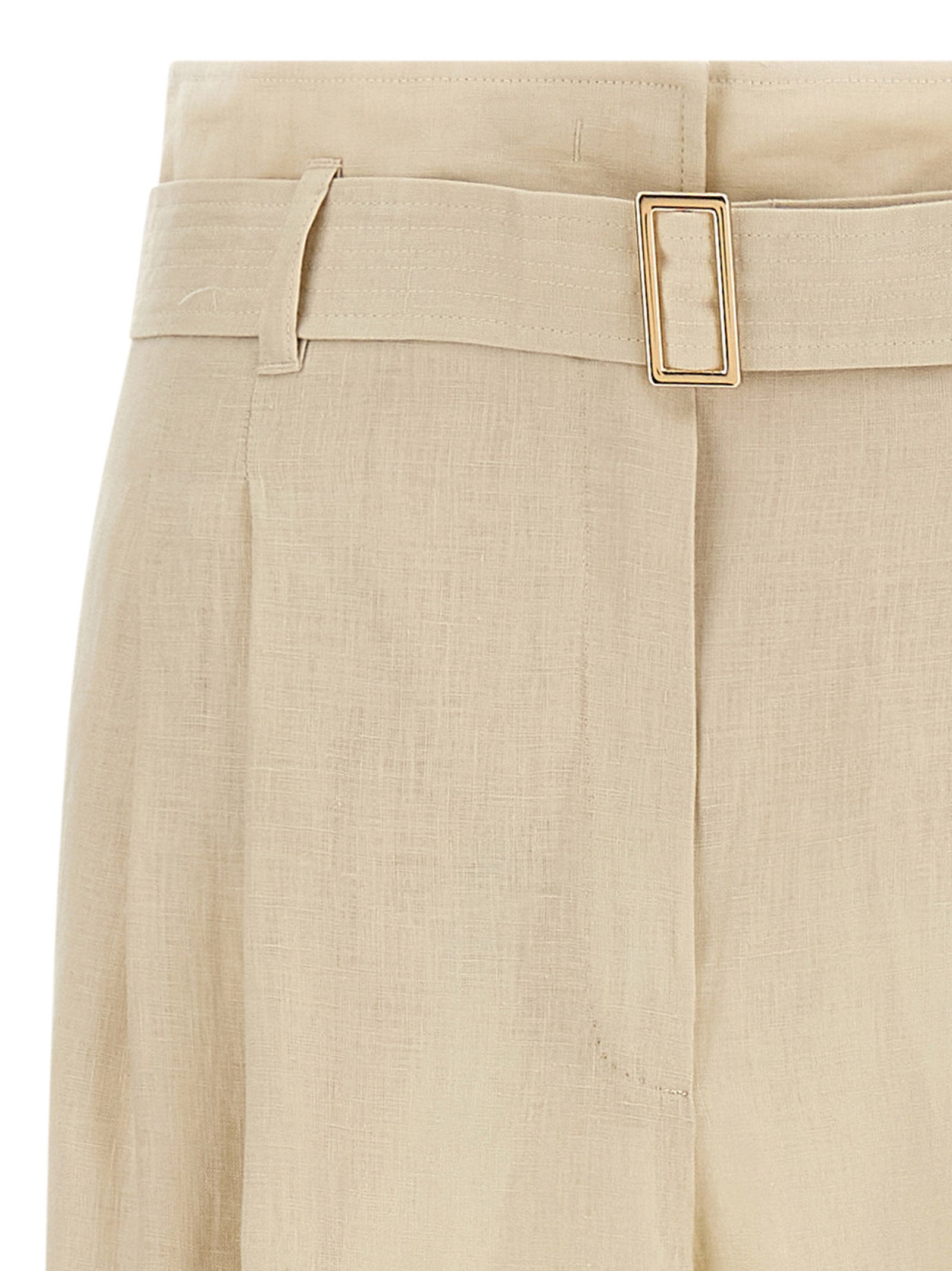 Max Mara Beige Linen Casual Women's Pants