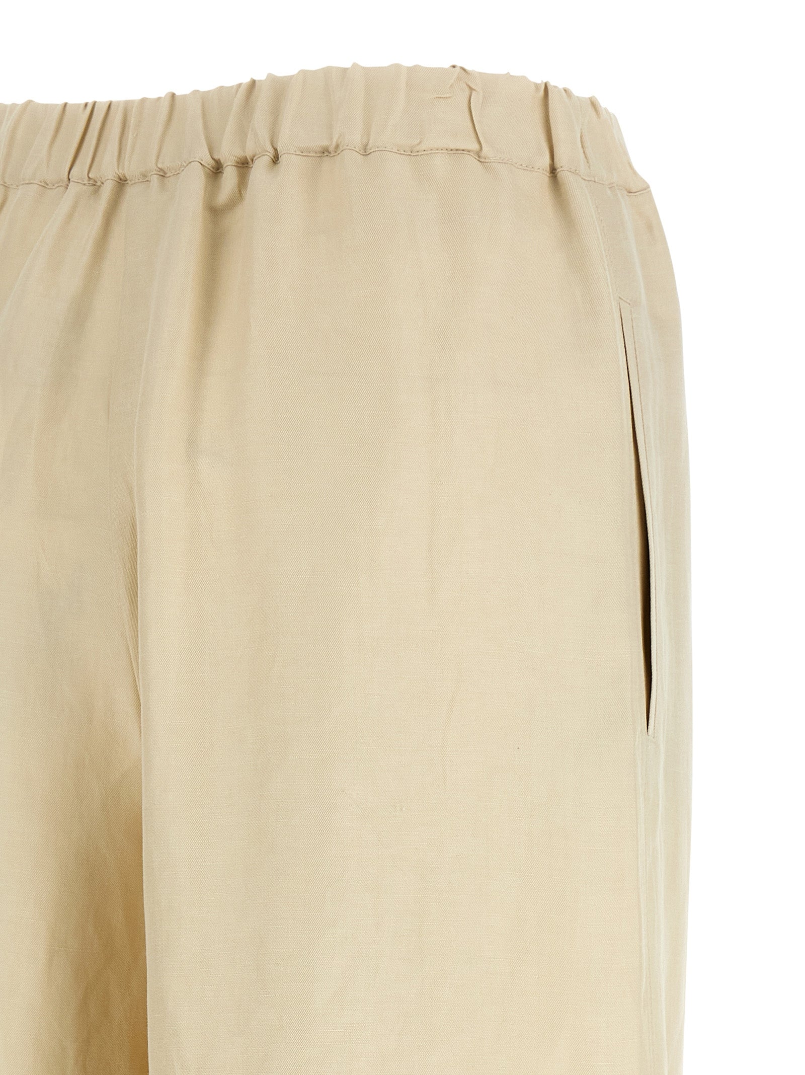 Max Mara Beige Linen Casual Women's Pants