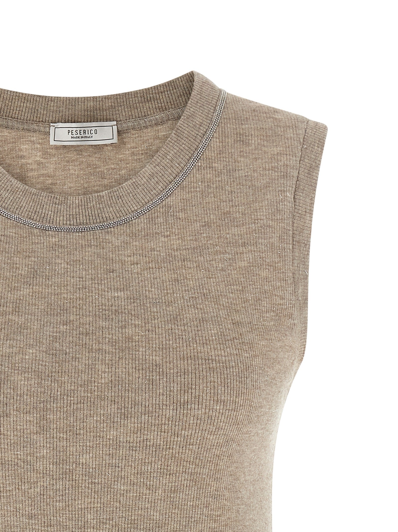 Peserico Beige Viscose Sleeveles Women's T-Shirt