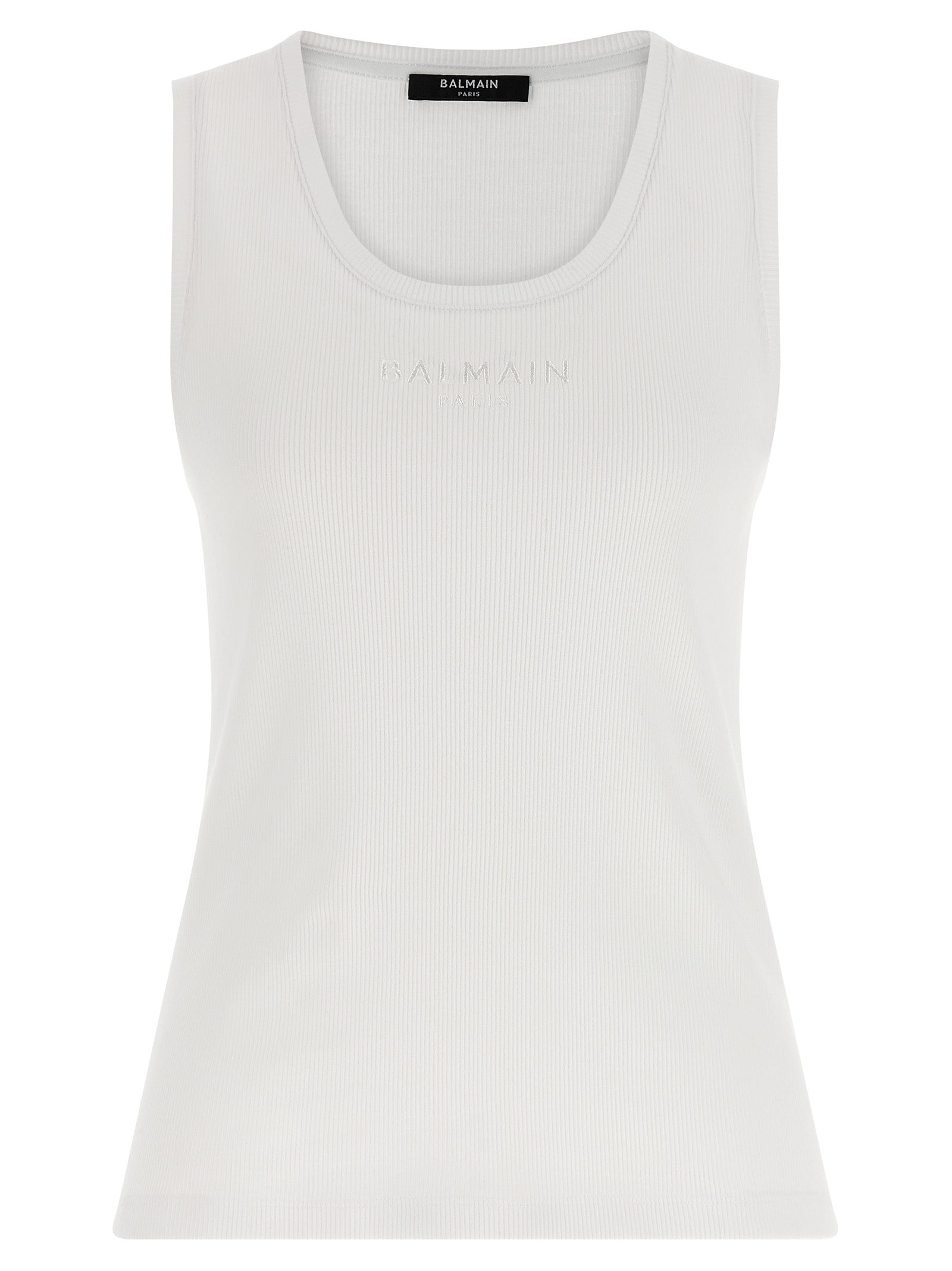 Balmain White Cotton Tank Women's Tops