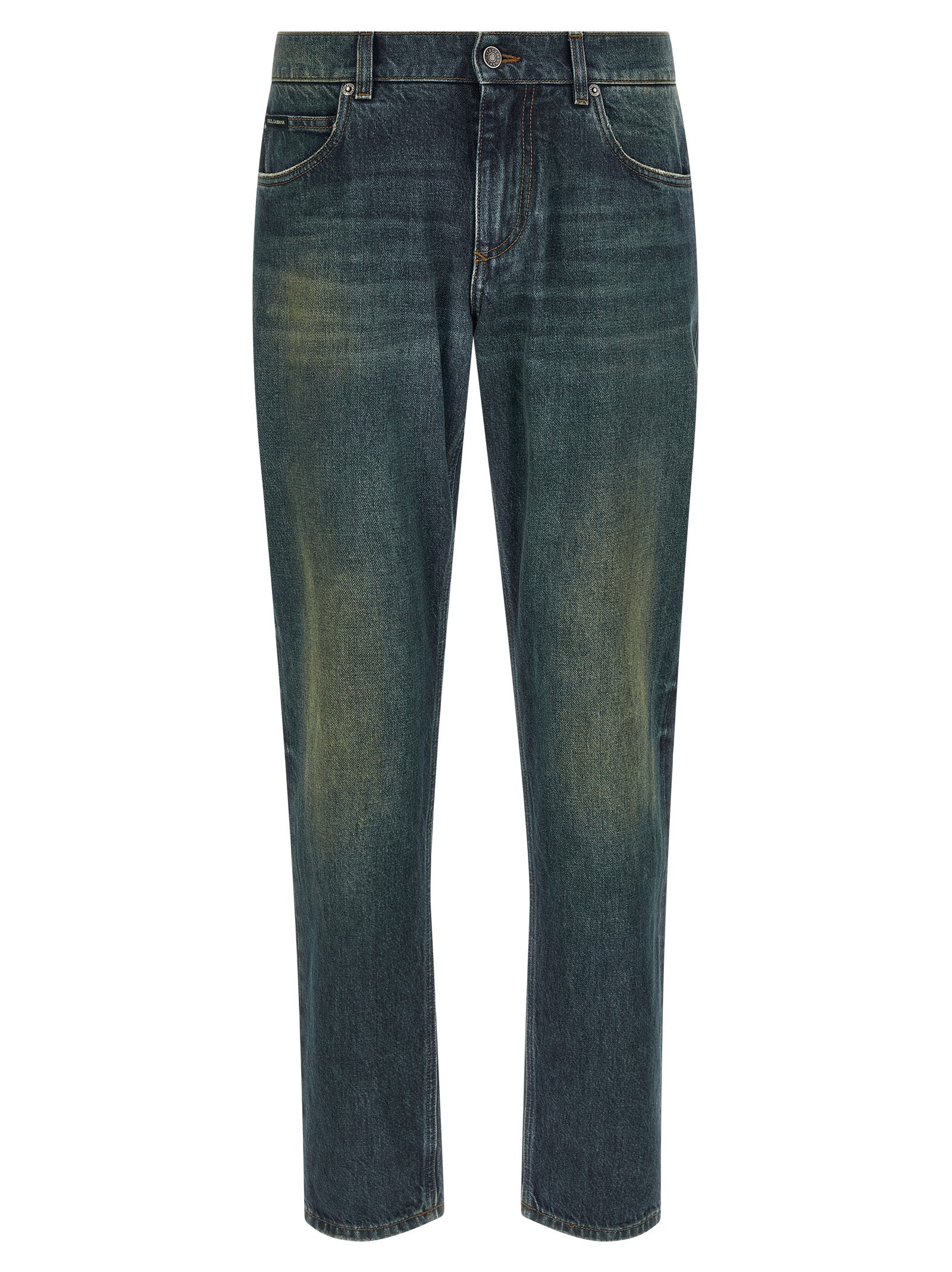 Dolce & Gabbana Blue Cotton Straight-Leg Men's Jeans