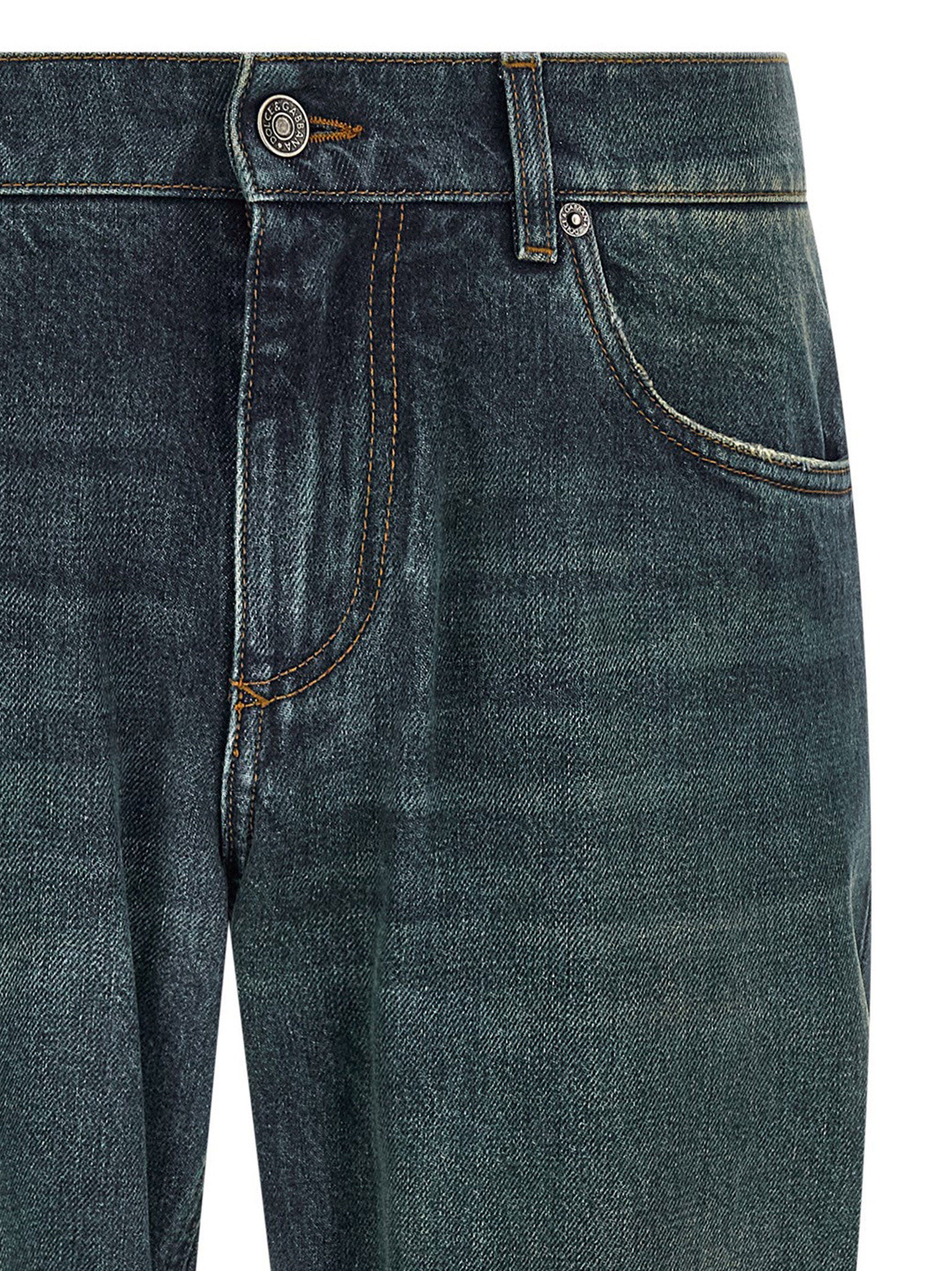 Dolce & Gabbana Blue Cotton Straight-Leg Men's Jeans