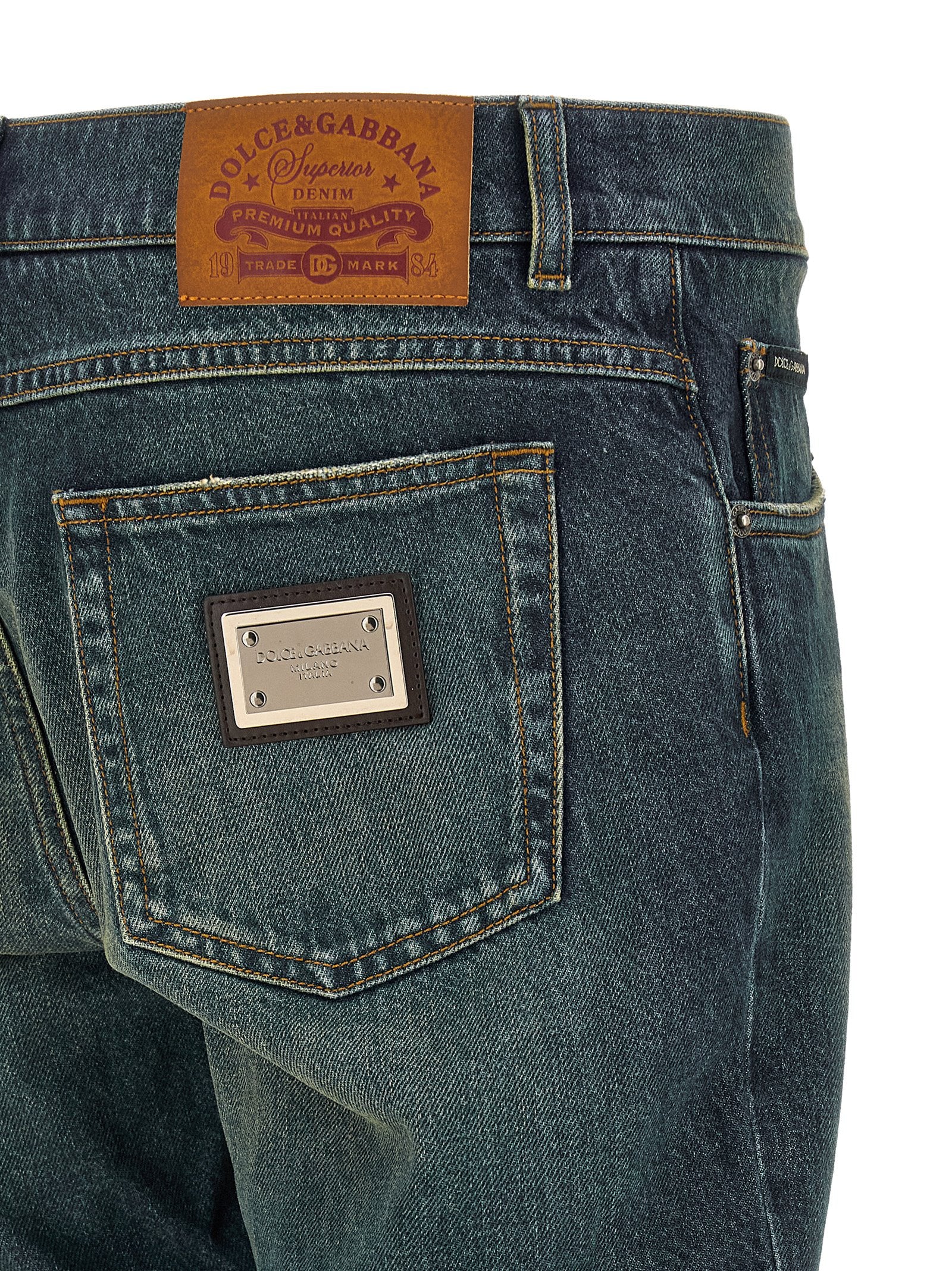 Dolce & Gabbana Blue Cotton Straight-Leg Men's Jeans