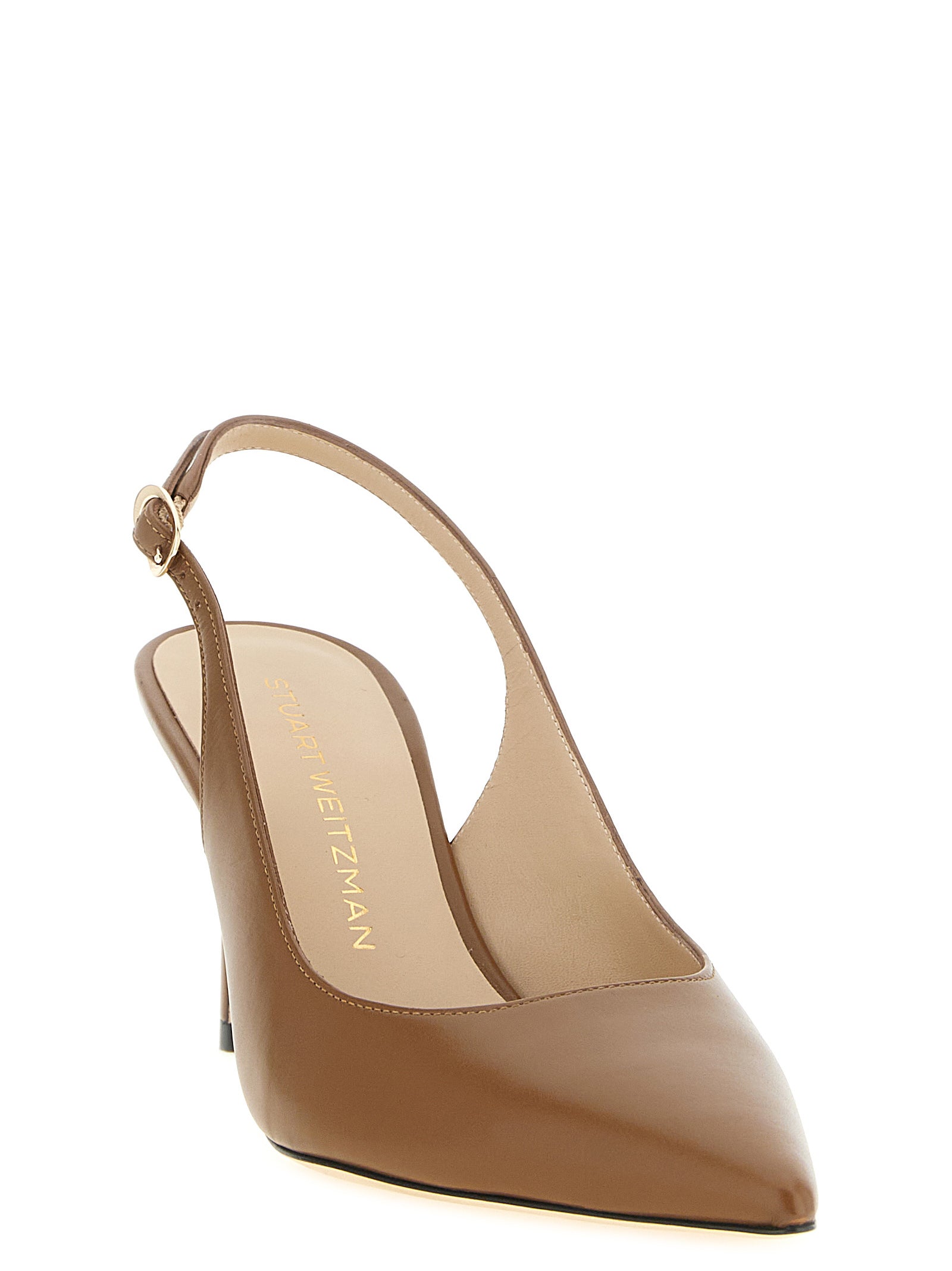 Stuart Weitzman Brown Calfskin Mid Heel Women's Pumps
